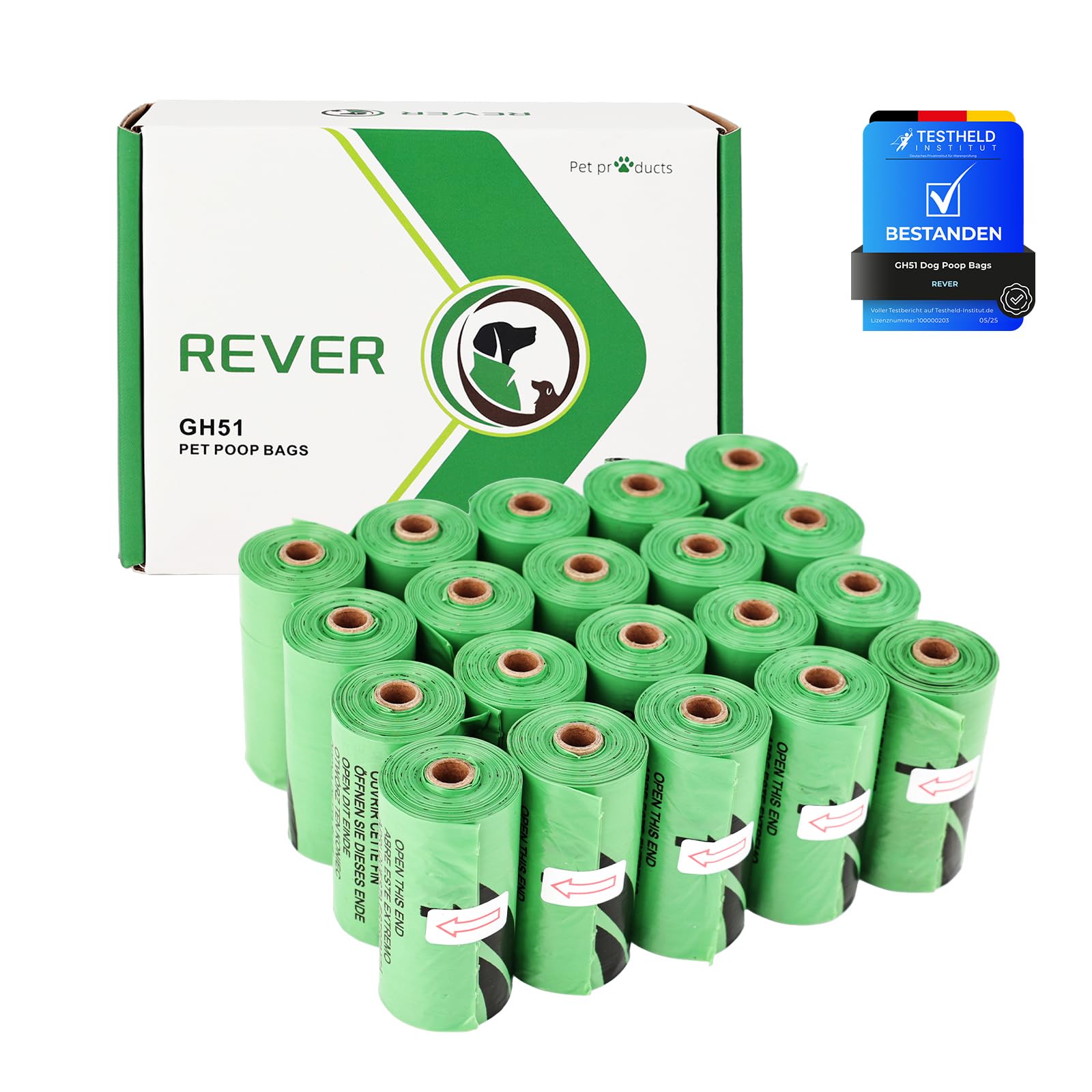 REVER GH51 Biodegradable Dog Poop Bags with Lavender Scent, 300 Extra Thick Bags 1