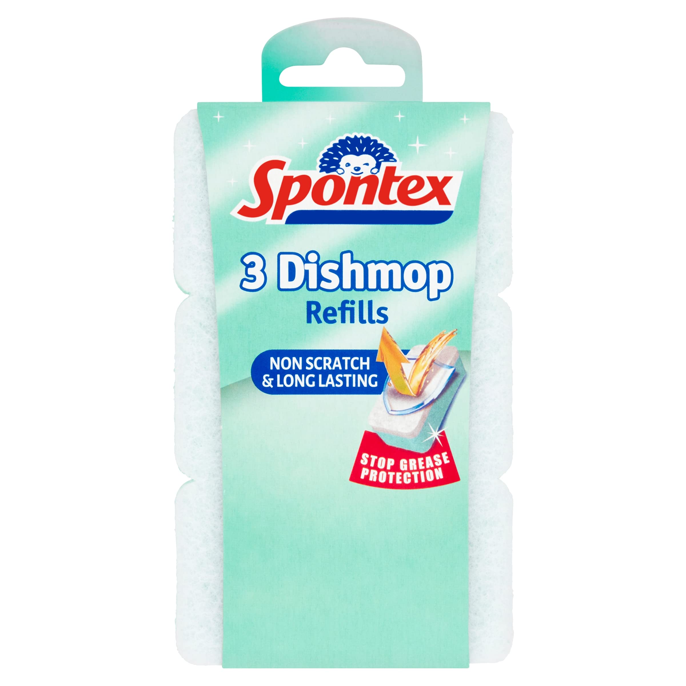 Spontex Dishmop Non Scratch Sponge Refills - 3 Count | Anti-Grease | Recycled Fibres 1