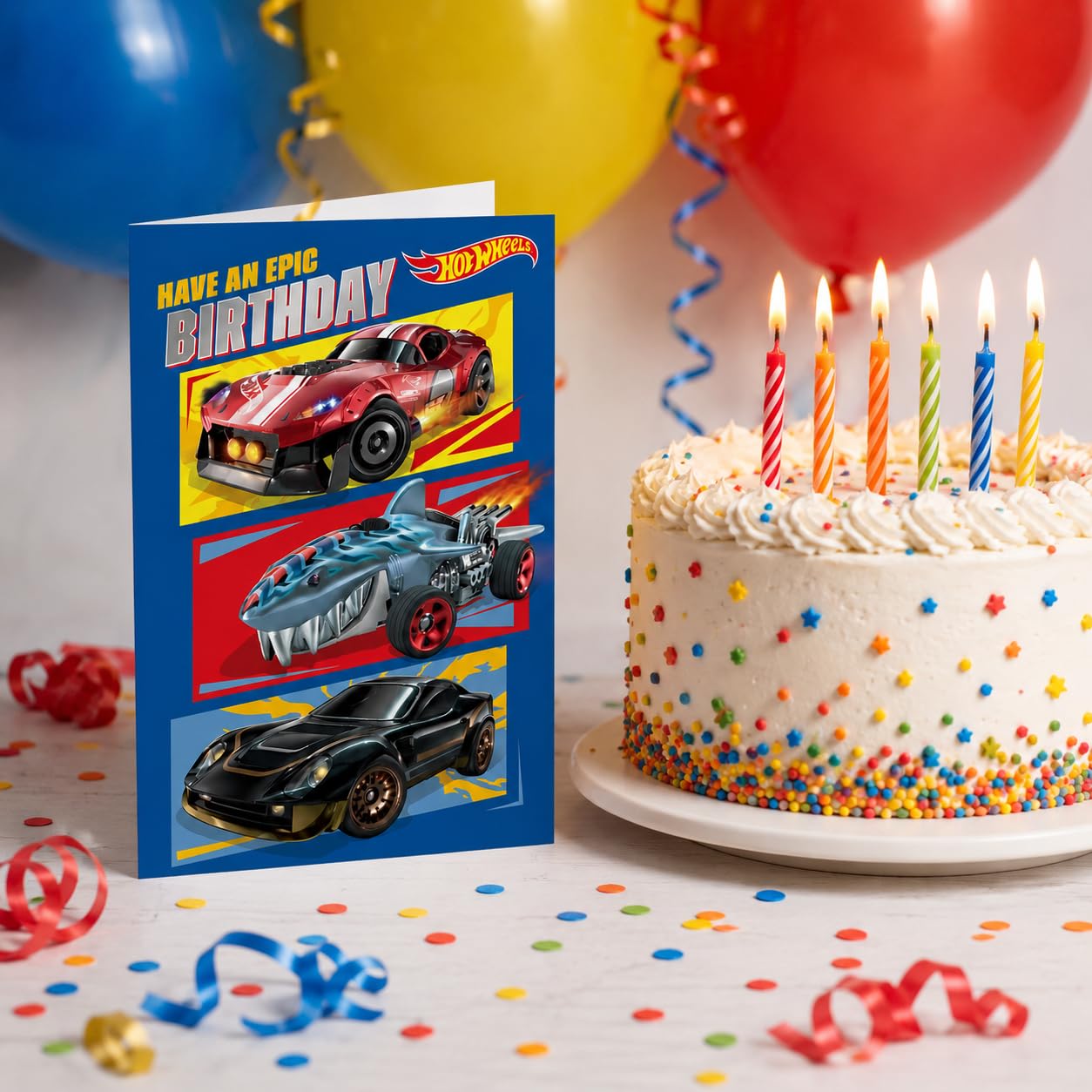 Danilo Promotions LTD Hot Wheels Birthday Card with Dynamic Lenticular 3D Effects | 17cm x 23cm 4
