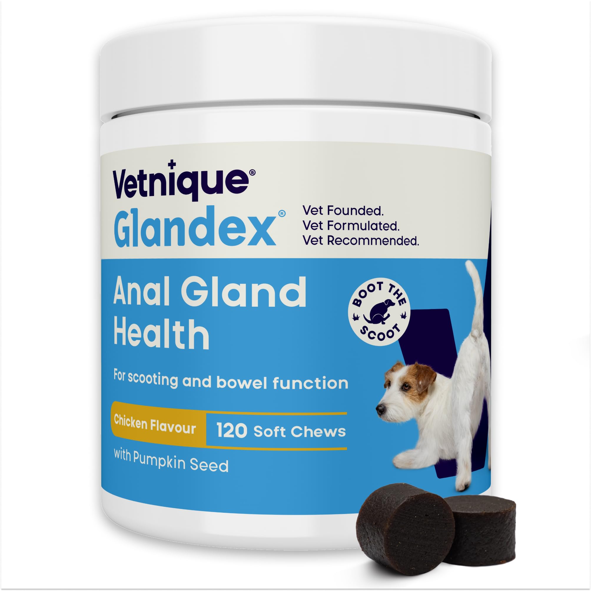 Vetnique Glandex For Dogs UK - 120 Soft Chews | Anal Gland Support & Digestive Health 1