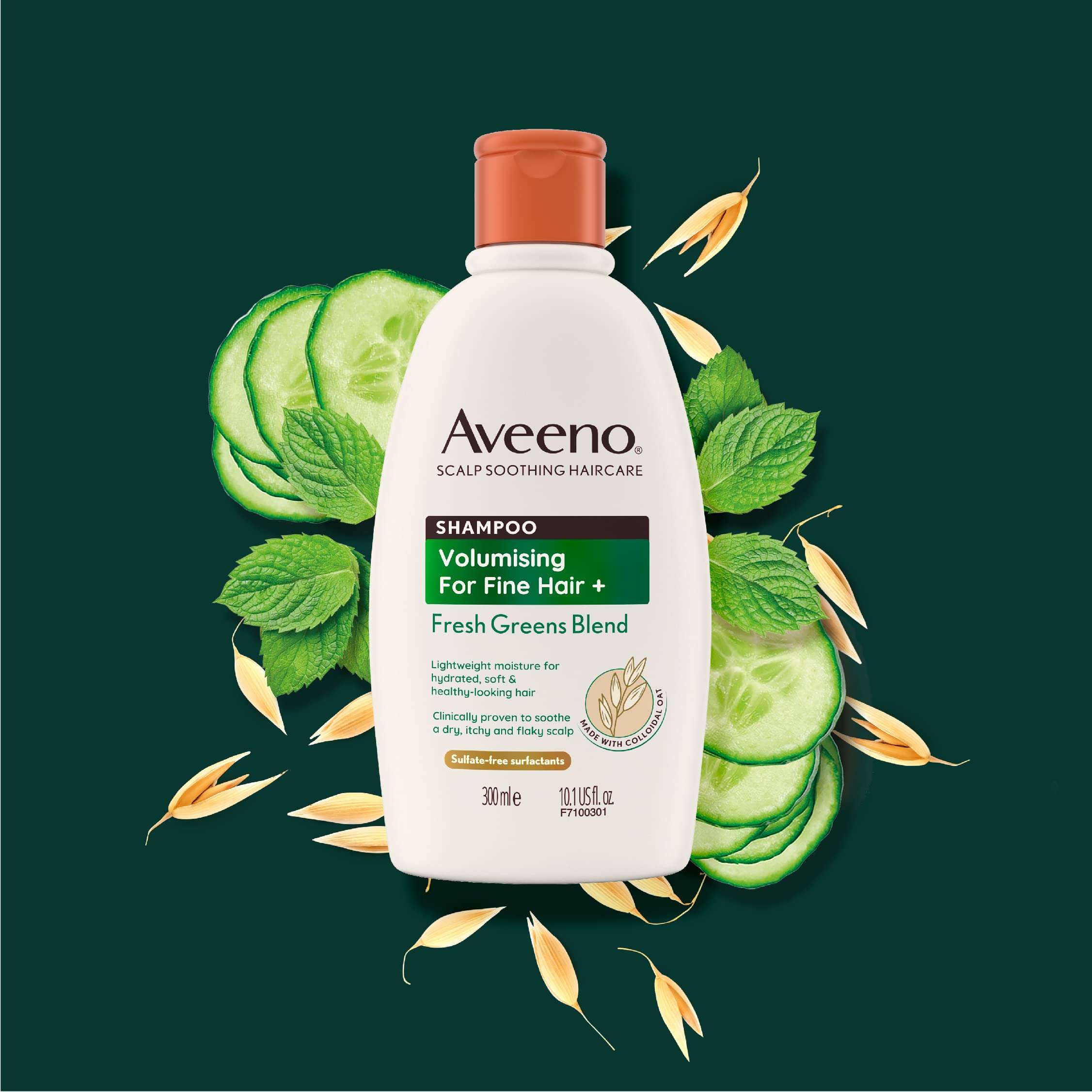 Aveeno Scalp Soothing Volumising Shampoo - Fresh Green Blend, Colloidal Oat Extract, for Fine Hair, 300ml 10