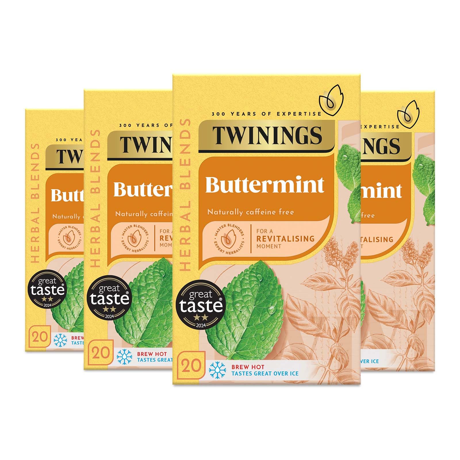Twinings Buttermint Flavoured Tea Bags - 80 Count (Pack of 4) Biodegradable Bags