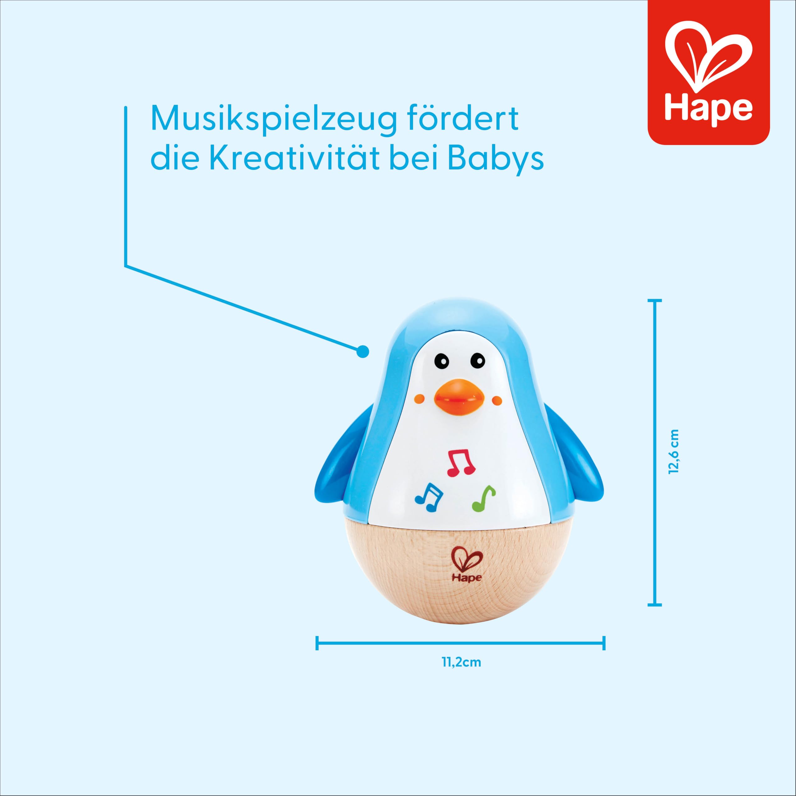 Hape Penguin Musical Wobbler - Roly-Poly Toy with Soothing Tinkling Sounds for Babies 6 Months+ 2
