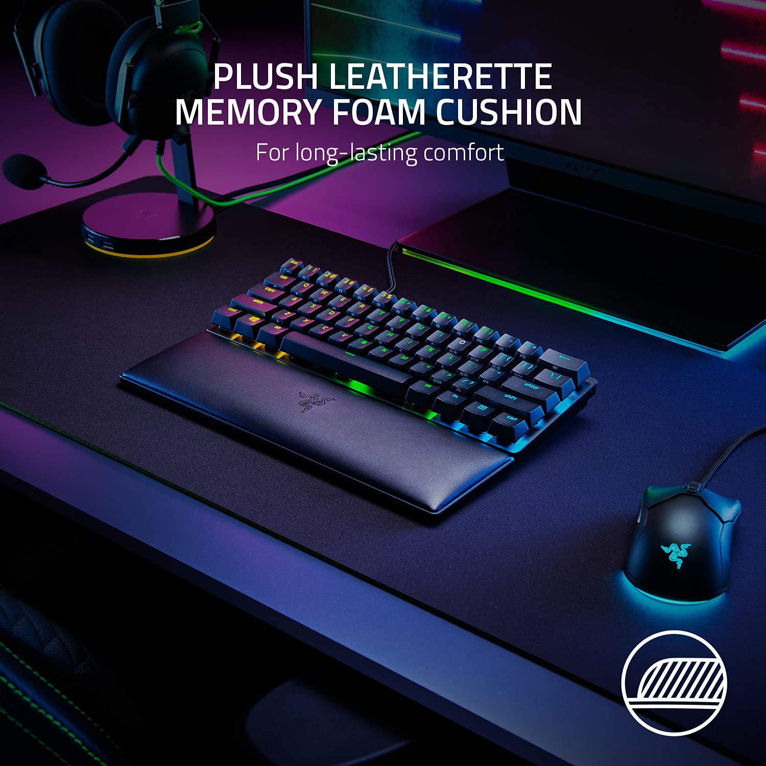 Razer Ergonomic Wrist Rest Mini - RC21-01720100-R3M1 Leatherette Memory Foam Keyboard Wrist Support 10