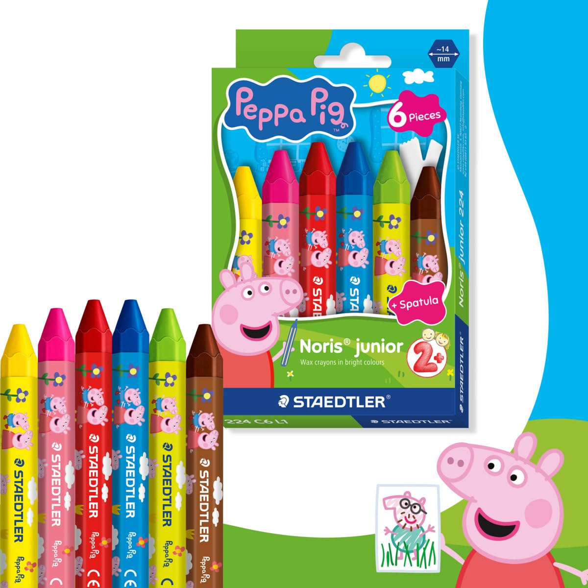 STAEDTLER Peppa Pig x Noris Junior Jumbo Wax Crayons - Ergonomic Hexagonal Shape | Assorted Colors 2