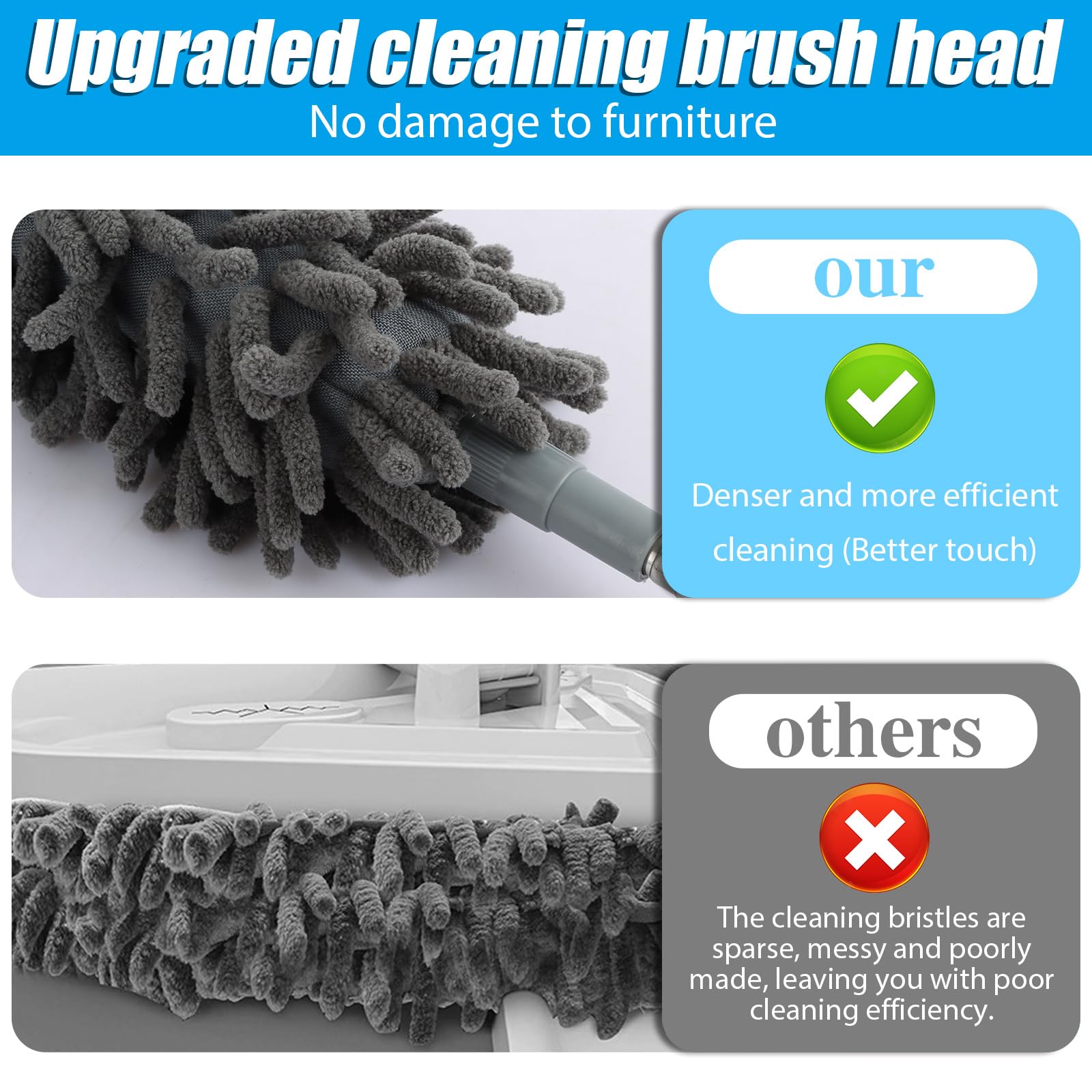 ASelected - Extendable Microfiber Duster with Telescopic Stainless Steel Handle for Home Cleaning 5