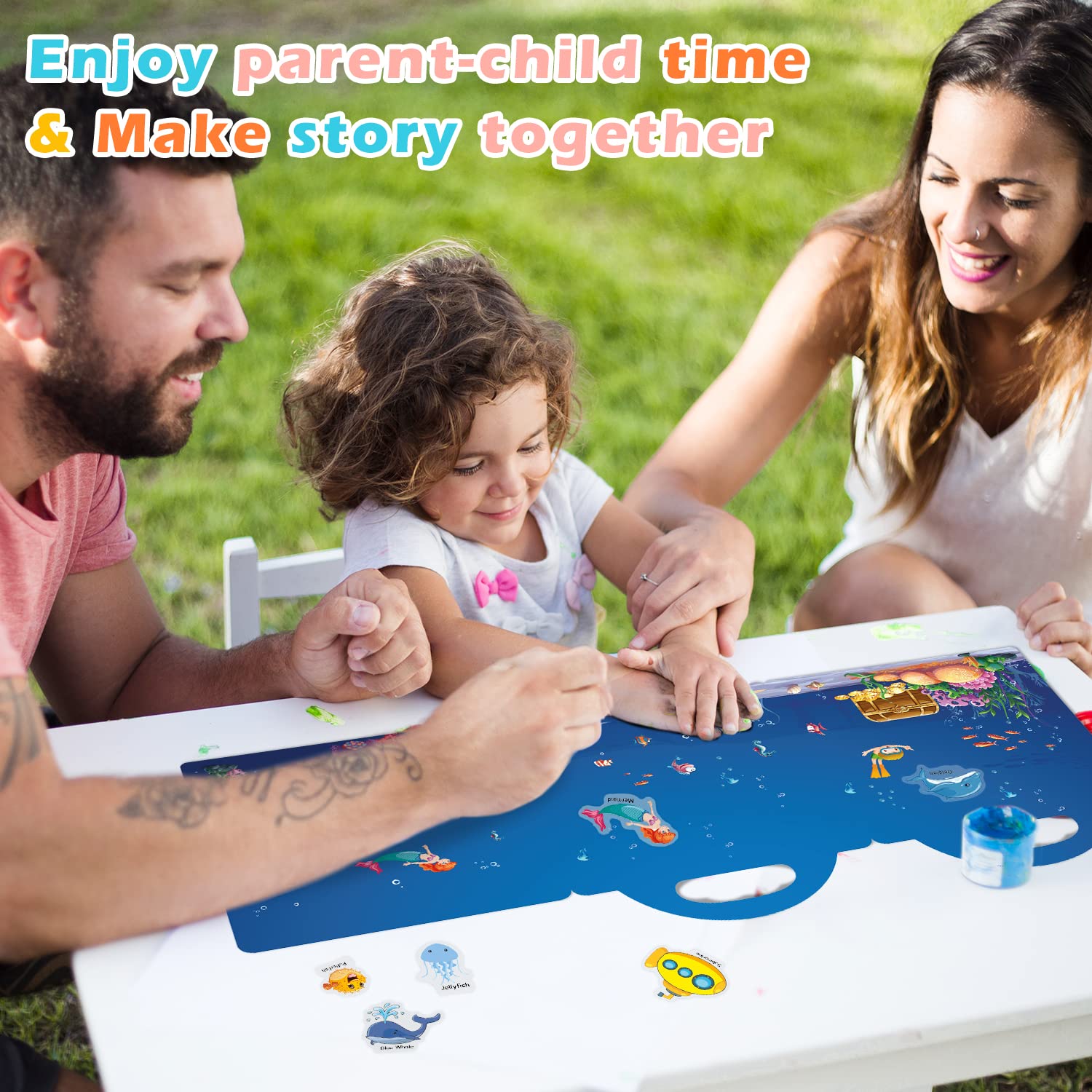 GUYUCOM Reusable Sticker Books 4 Pack - Ocean, Farm, Insect, Body Themes | Educational Learning Toy 6