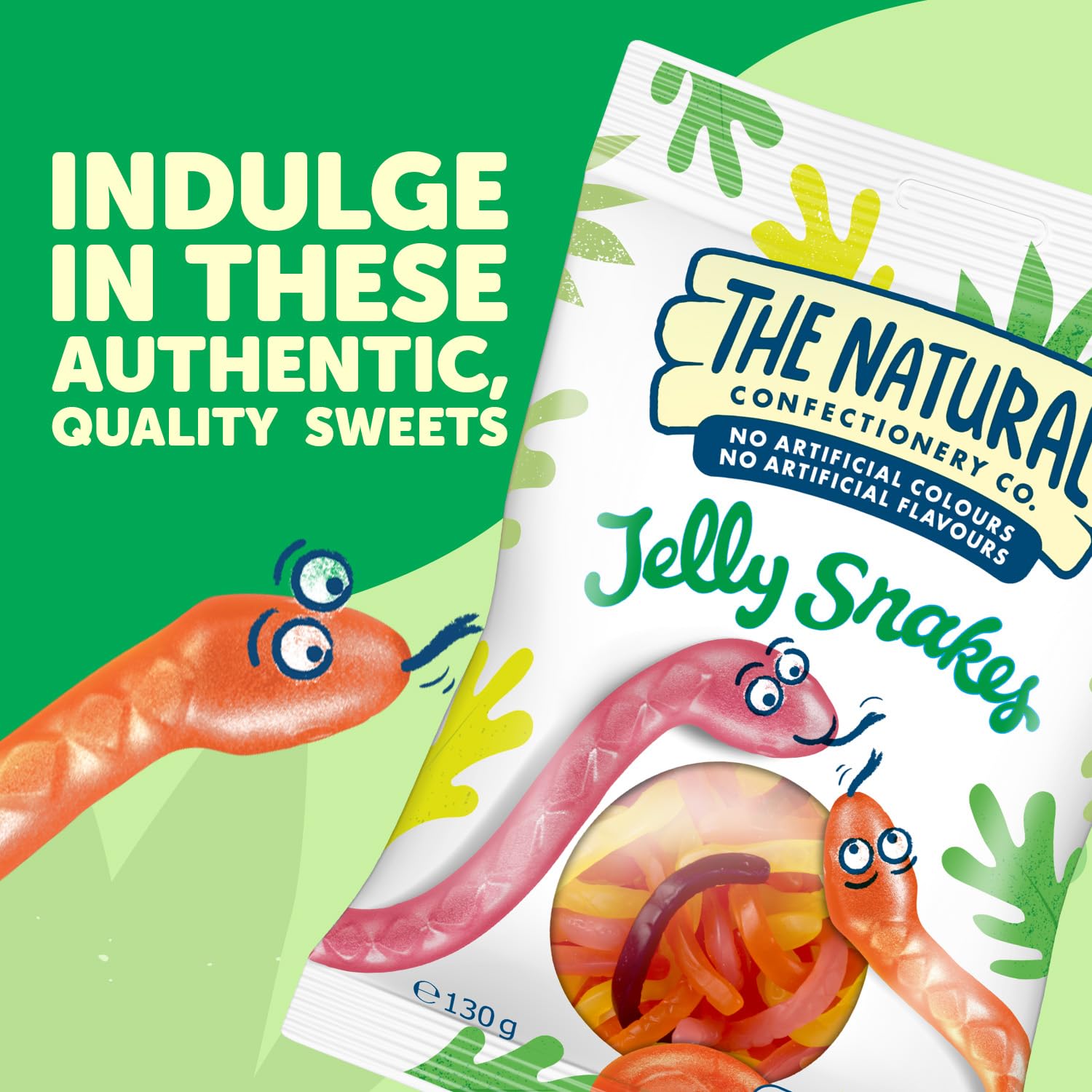 The Natural Confectionery Co. Jelly Snakes - Tangy Fruit Flavours | 10 x 130g Bags 6