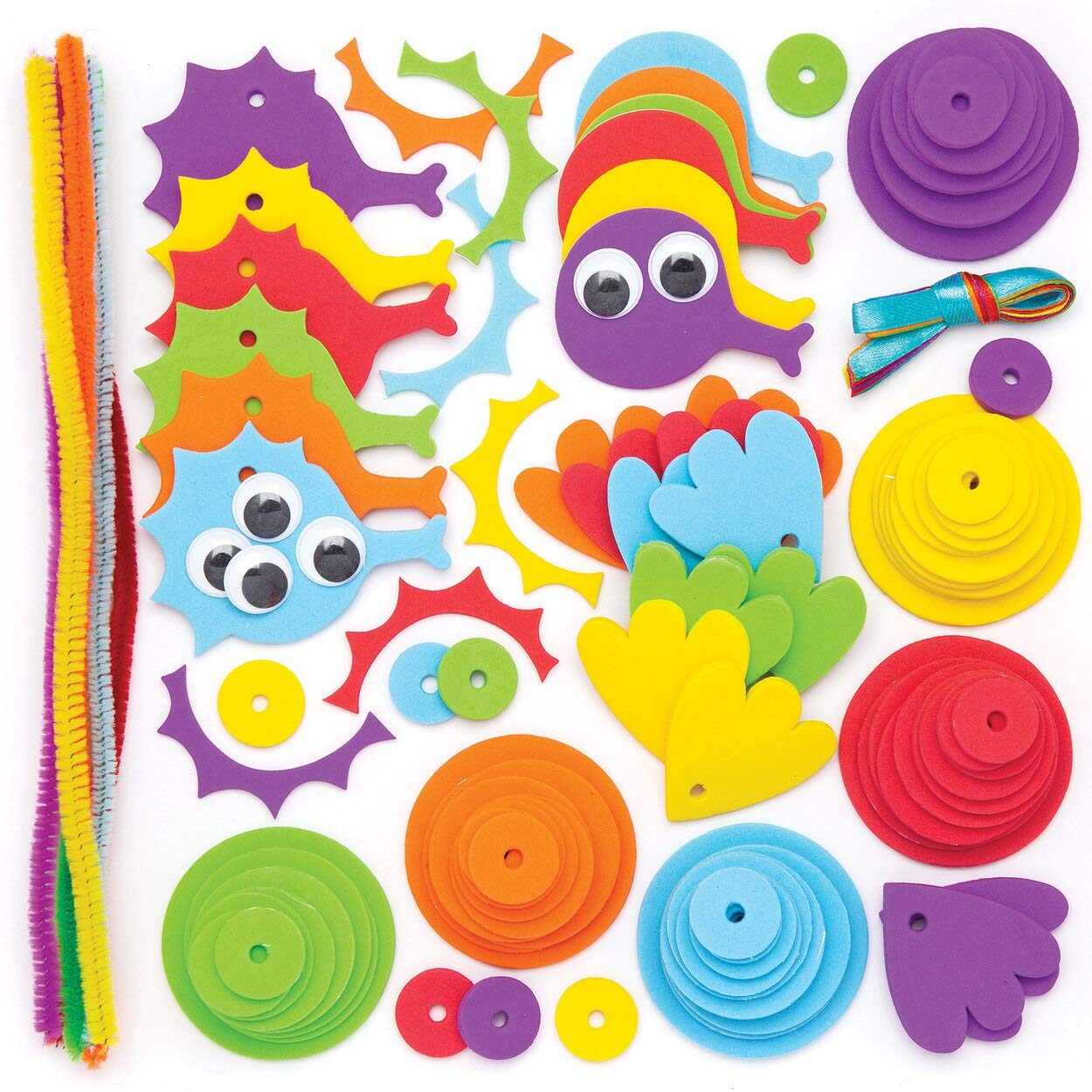 Baker Ross Seahorse Stacking Craft Kit - Mess-Free Fun for Kids | Pack of 6 | 13cm Finished Size