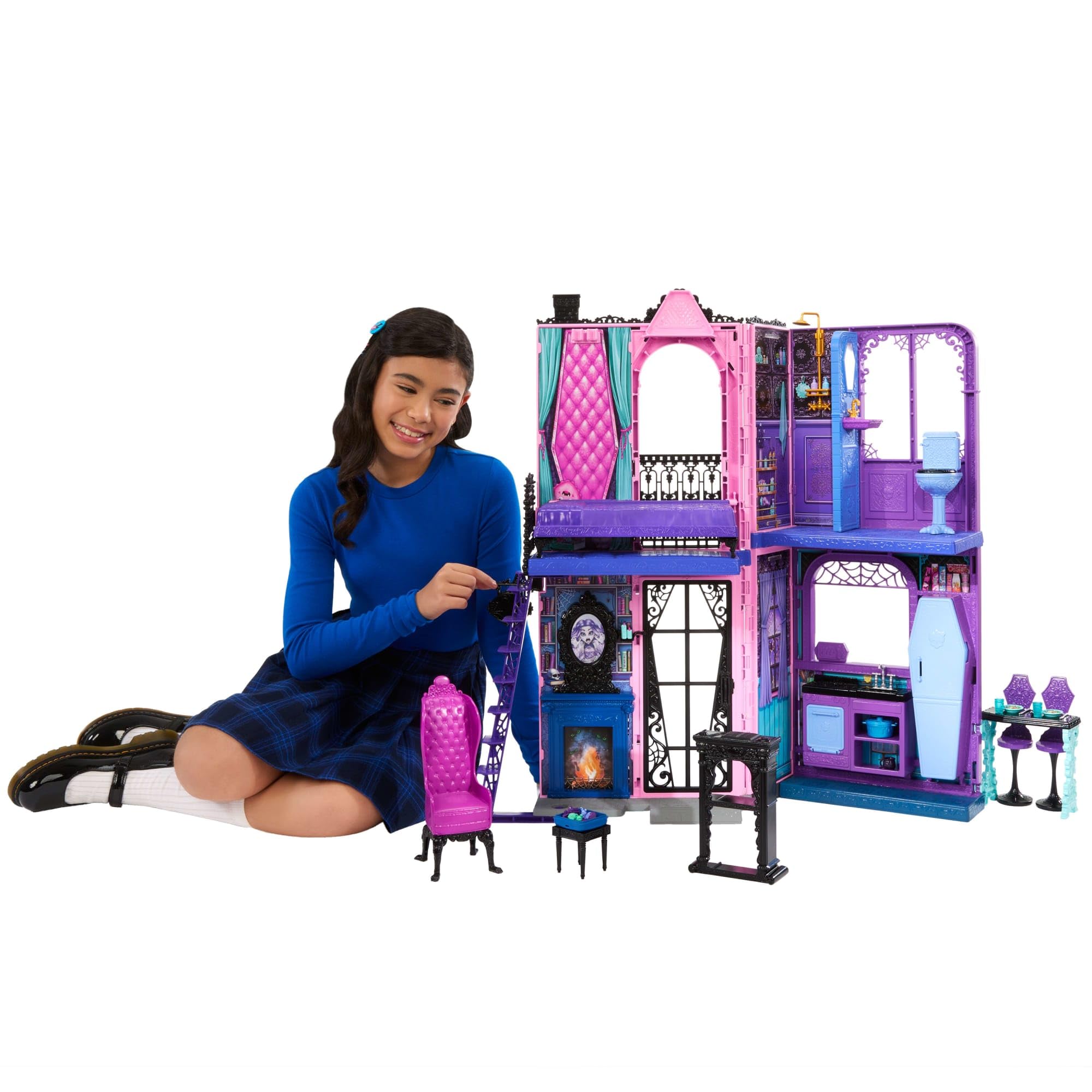 Monster High Boo-tique Hotel Doll House Playset | Foldable Storage | 13+ Accessories | Ages 4+ 1