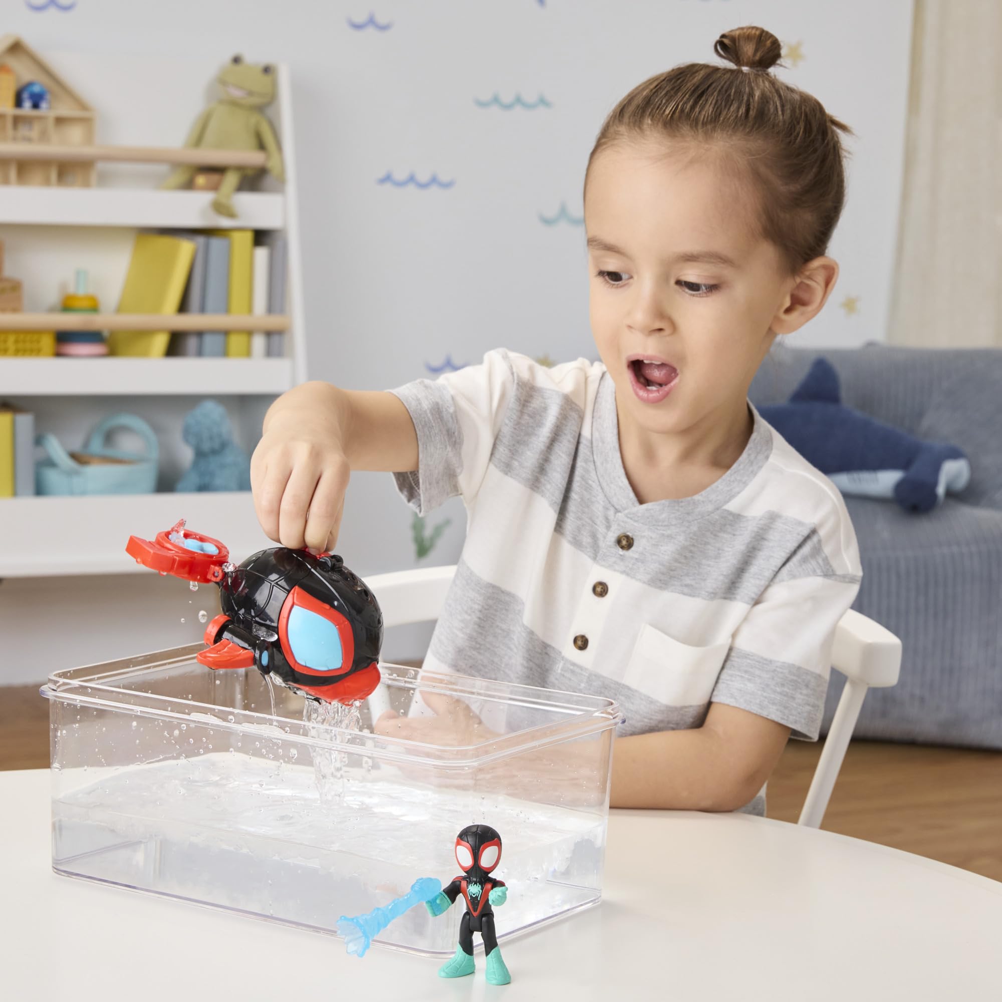 Spidey and His Amazing Friends Water-Webs Spin Dolphin Submarine Toy - Miles Morales Action Figure & Vehicle Playset, Ages 3+ 8