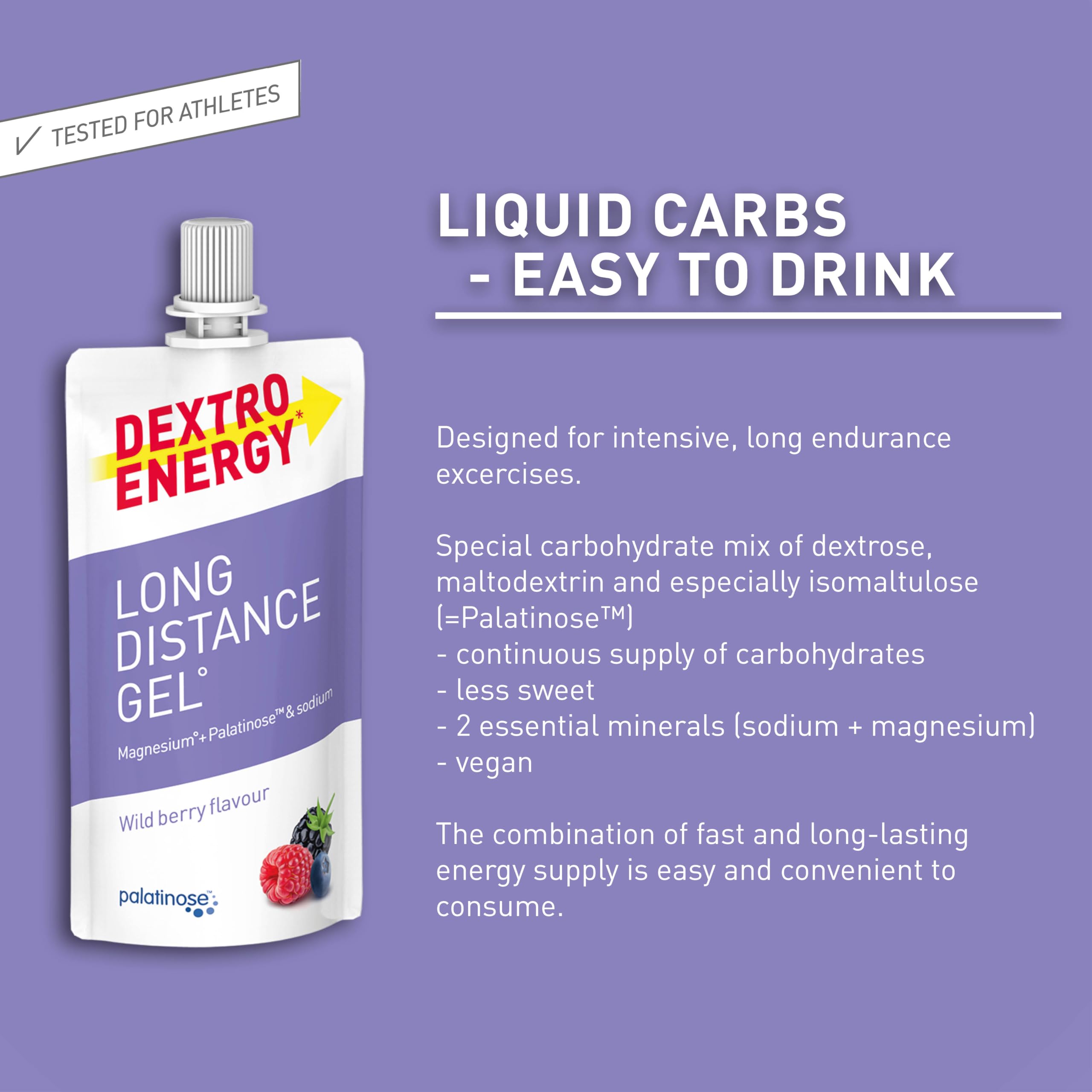 Dextro Energy Long Distance Gel Wild Berry - 50ml Sachet with Fast & Long-Lasting Energy for Endurance Sports 7