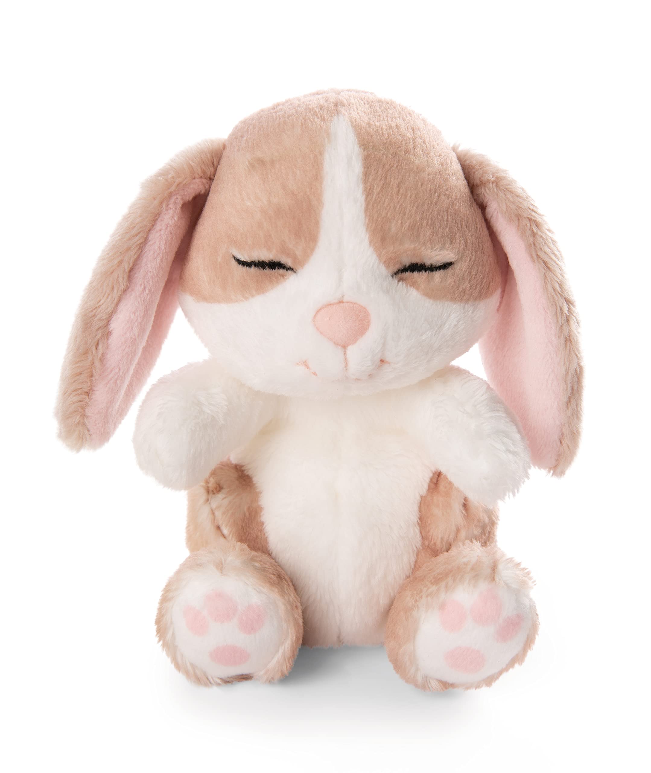 NICI Sleeping Pets Bunny Cappuccino in Green Basket - Plush Stuffed Animal 12cm 6