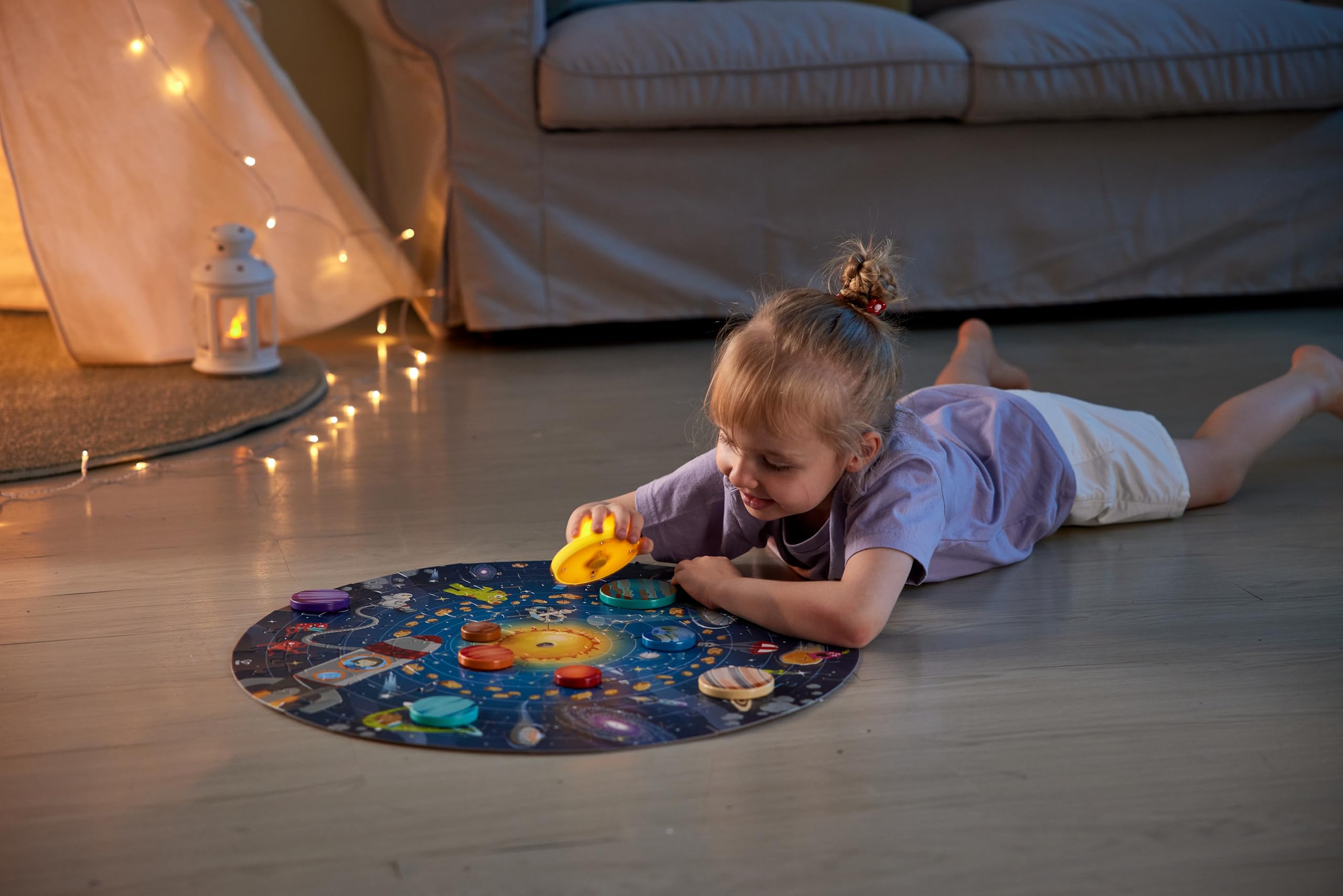 Hape Solar System Puzzle with LED Sun and 3D Spinning Planets 7