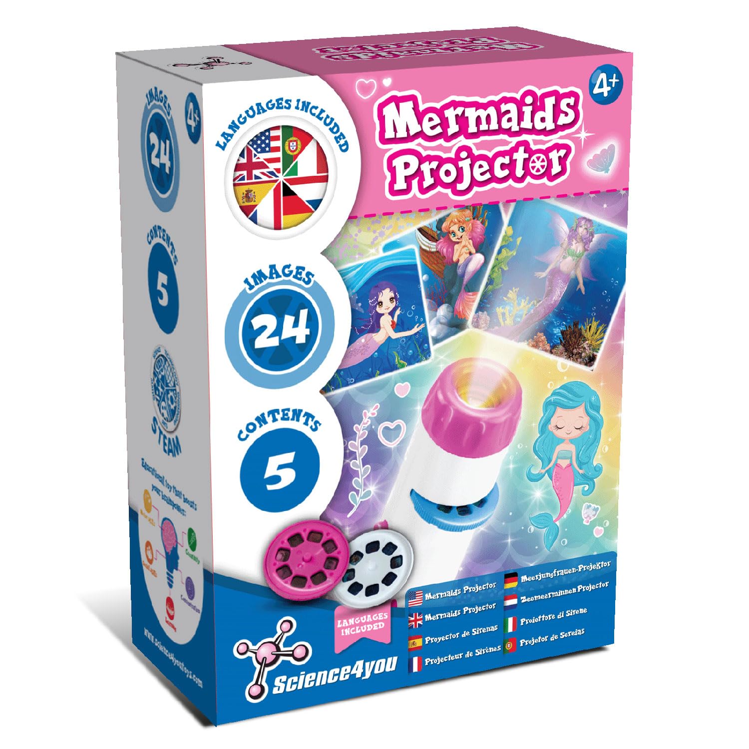 Science4you Mermaids Torch Projector for Kids 4+ - 24 Image Slide Discs & Educational Book 7