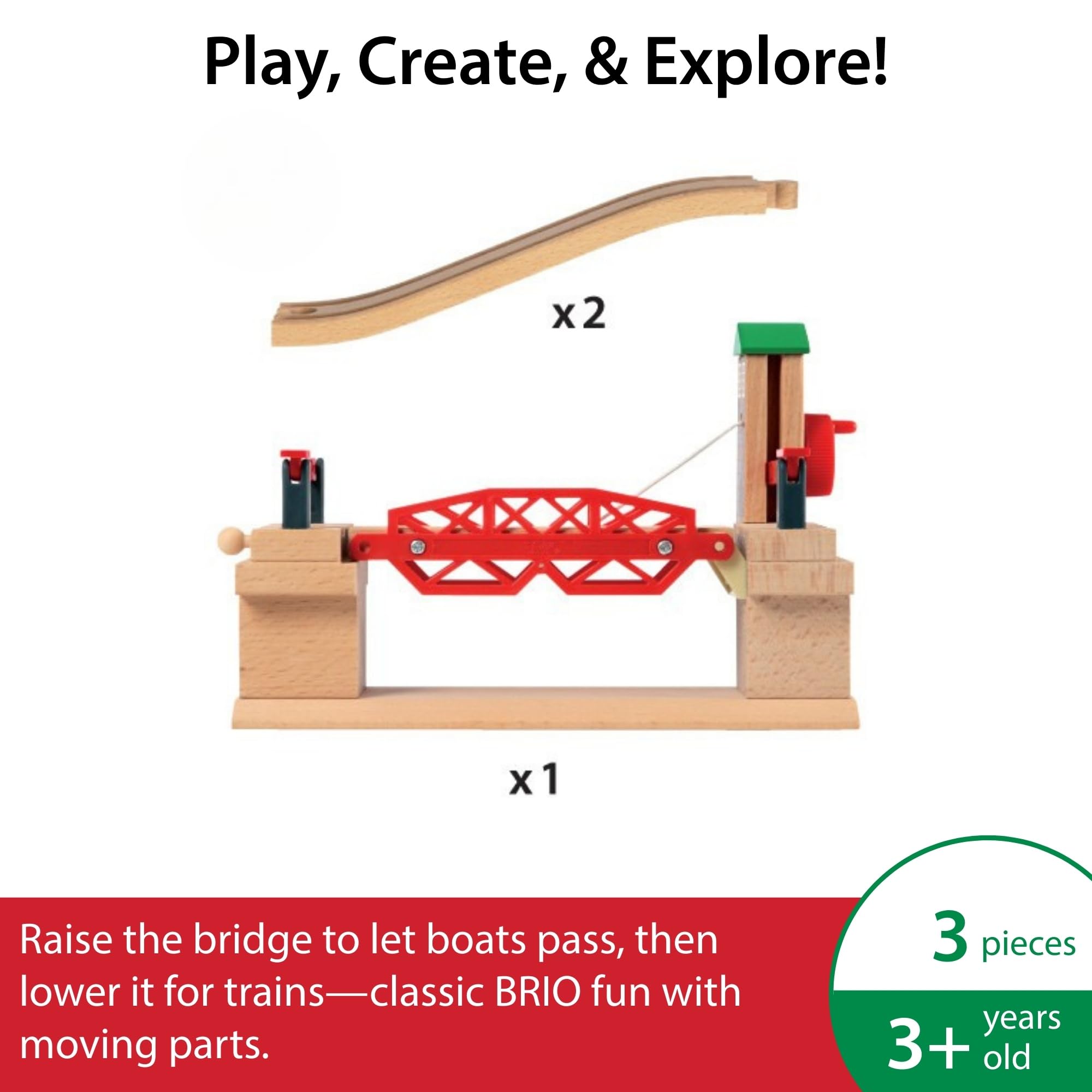 BRIO World Lifting Bridge - Wooden Railway Accessory for Kids 3+ 6