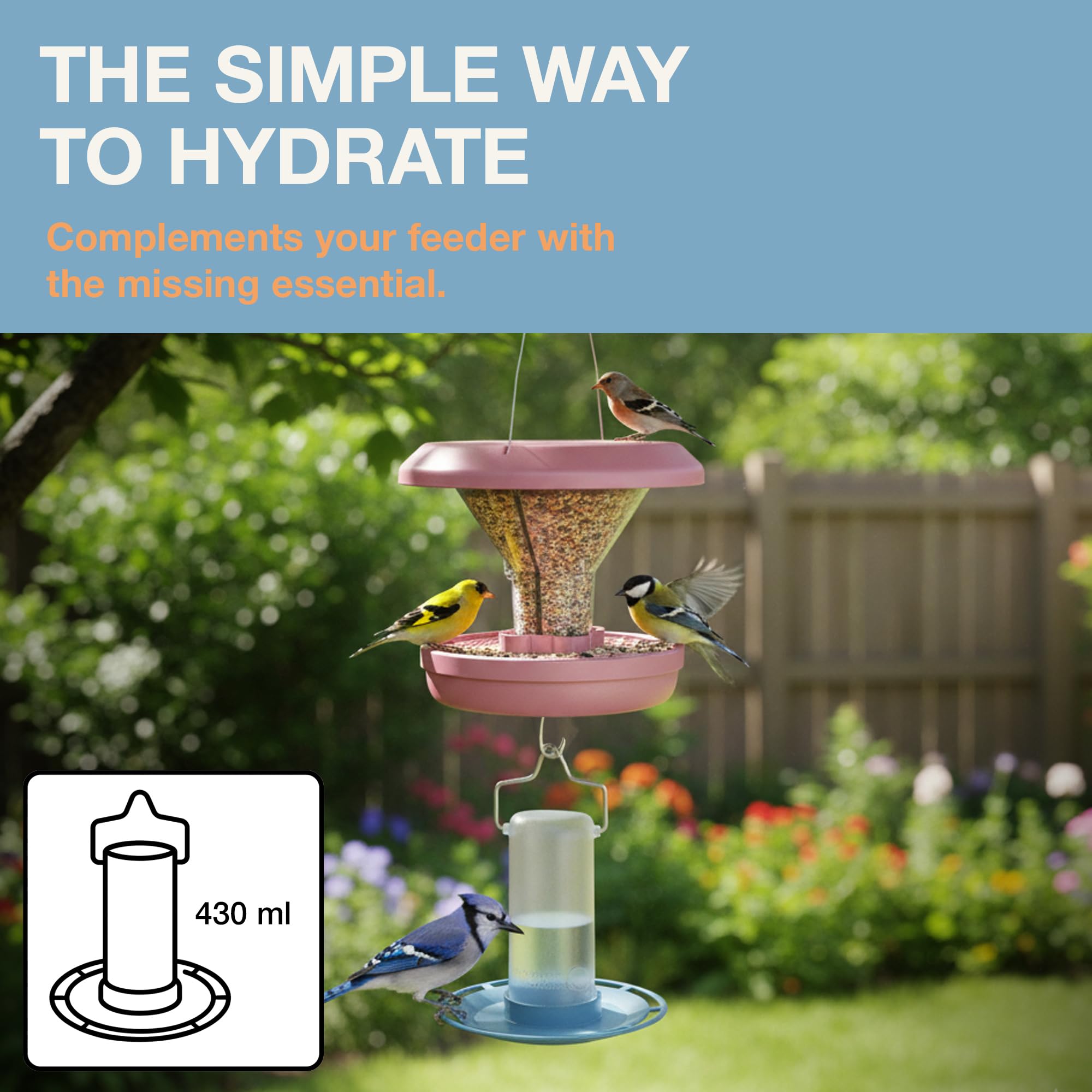 SWISSINNO Bird Waterer "Zug" - UV Resistant, Light Blue, Durable PC/ASA Plastic 7