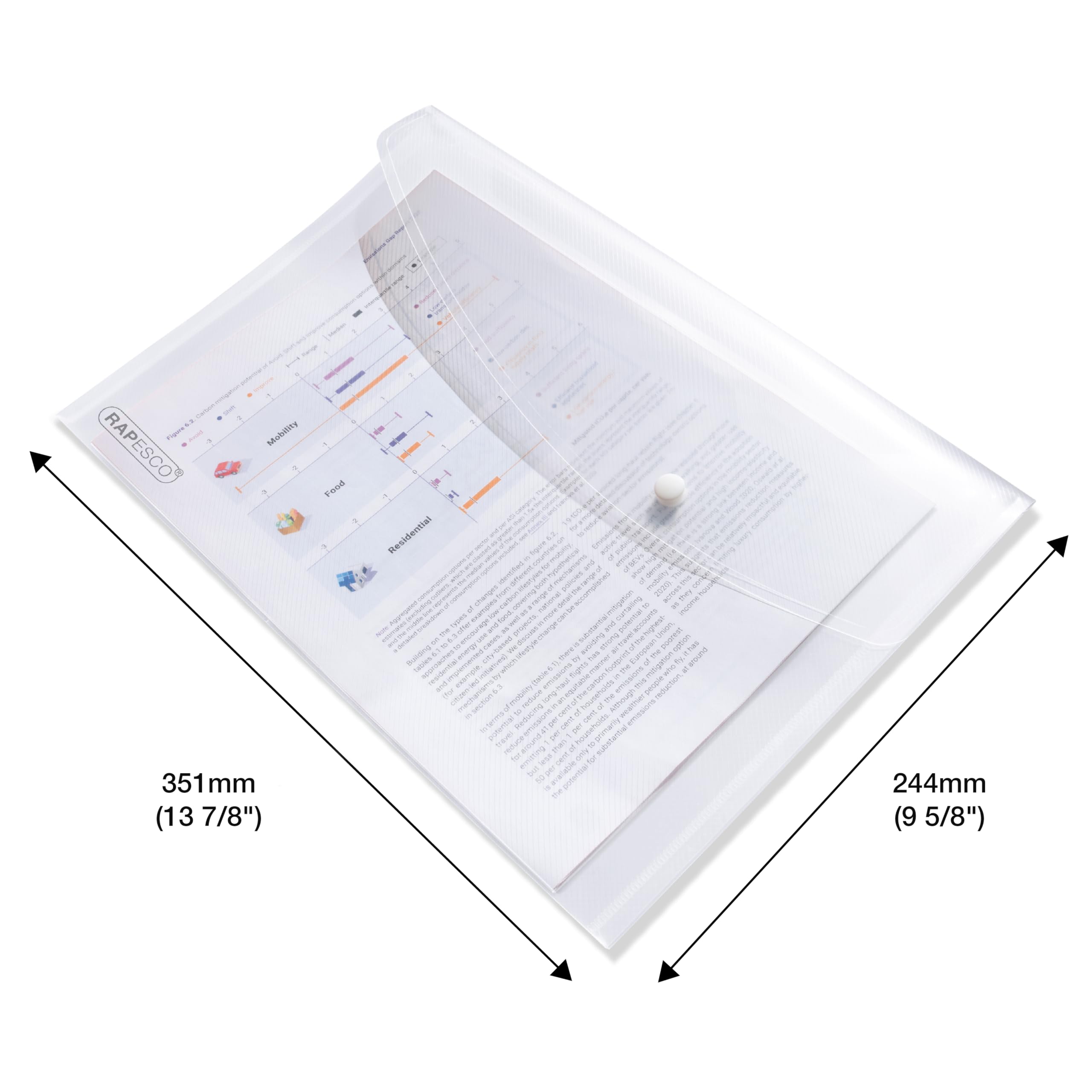 RAPESCO 1840 ECO Popper Wallets - A4+, Clear Transparent, 200-Micron, Pack of 5 4