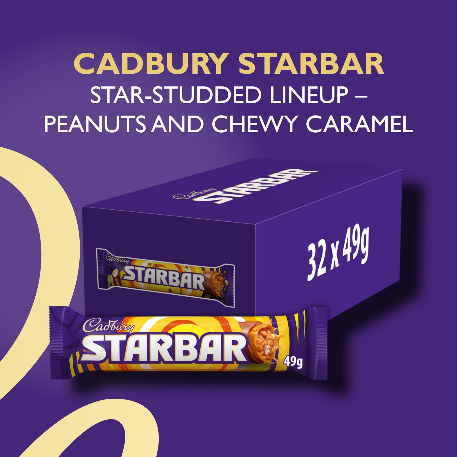 Cadbury Starbar Chocolate Bar, Milk Chocolate with Caramel & Peanut Centre, Pack of 32 (49g Each) 4