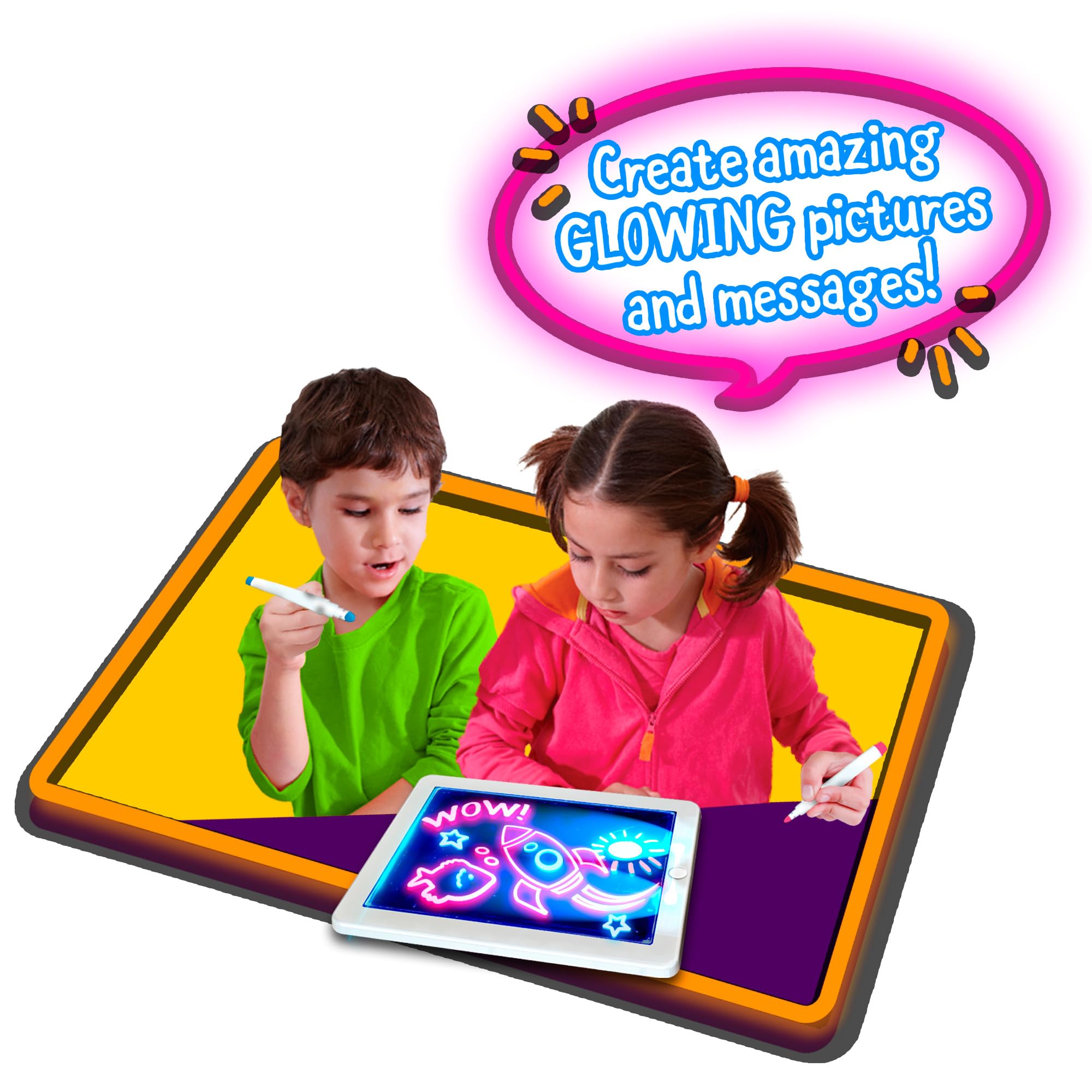 John Adams GLOWPAD - Light-Up Drawing Board with 8 Glow Modes & Neon Markers - Ages 4+ 8