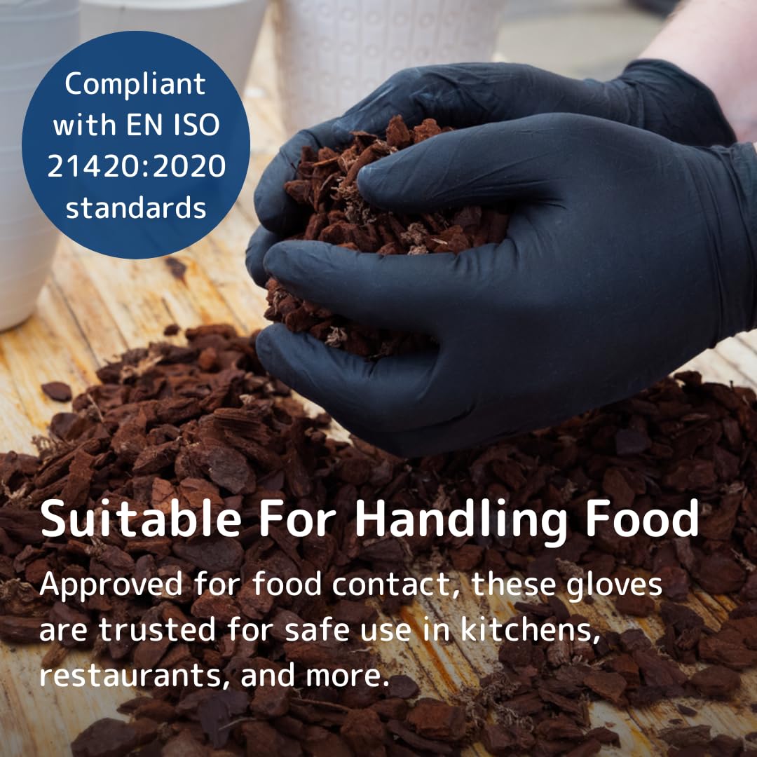 ABENA Essentialz Black Nitrile Disposable Gloves - Large, Pack of 20, Latex-Free 3