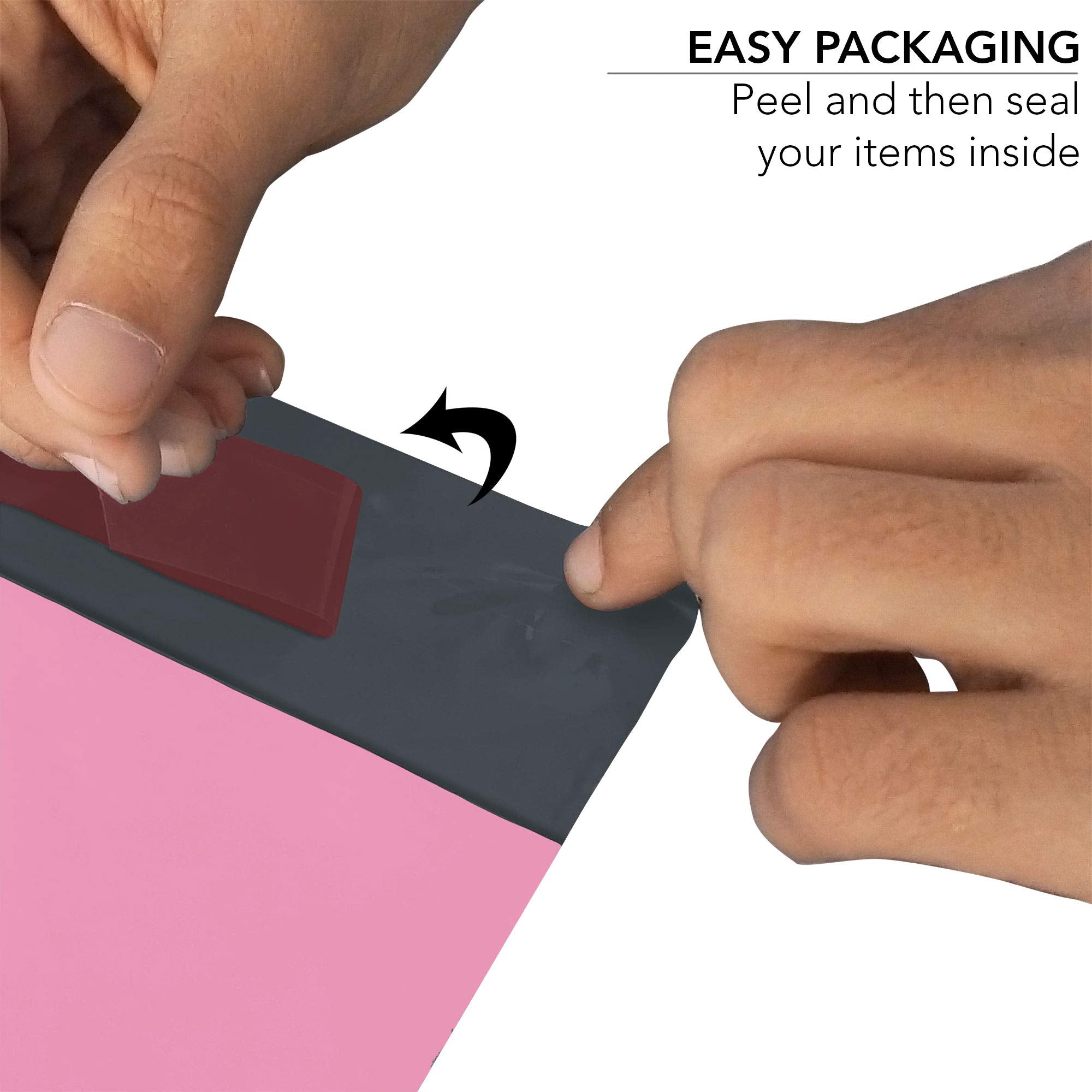 iSOUL 100 Pink Plastic Mailing Bags - Self Seal, Water Resistant | 4 Sizes (6x9 to 12x16 in)