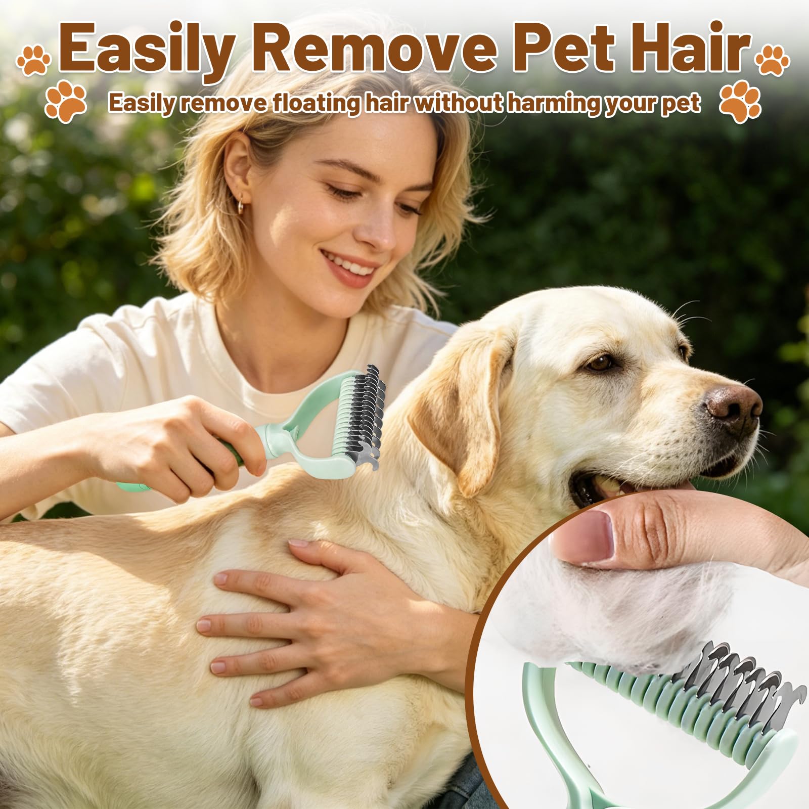 JADUFHU 2-in-1 Dematting Comb - Dual-Sided Undercoat Rake for Dogs & Cats | Stainless Steel