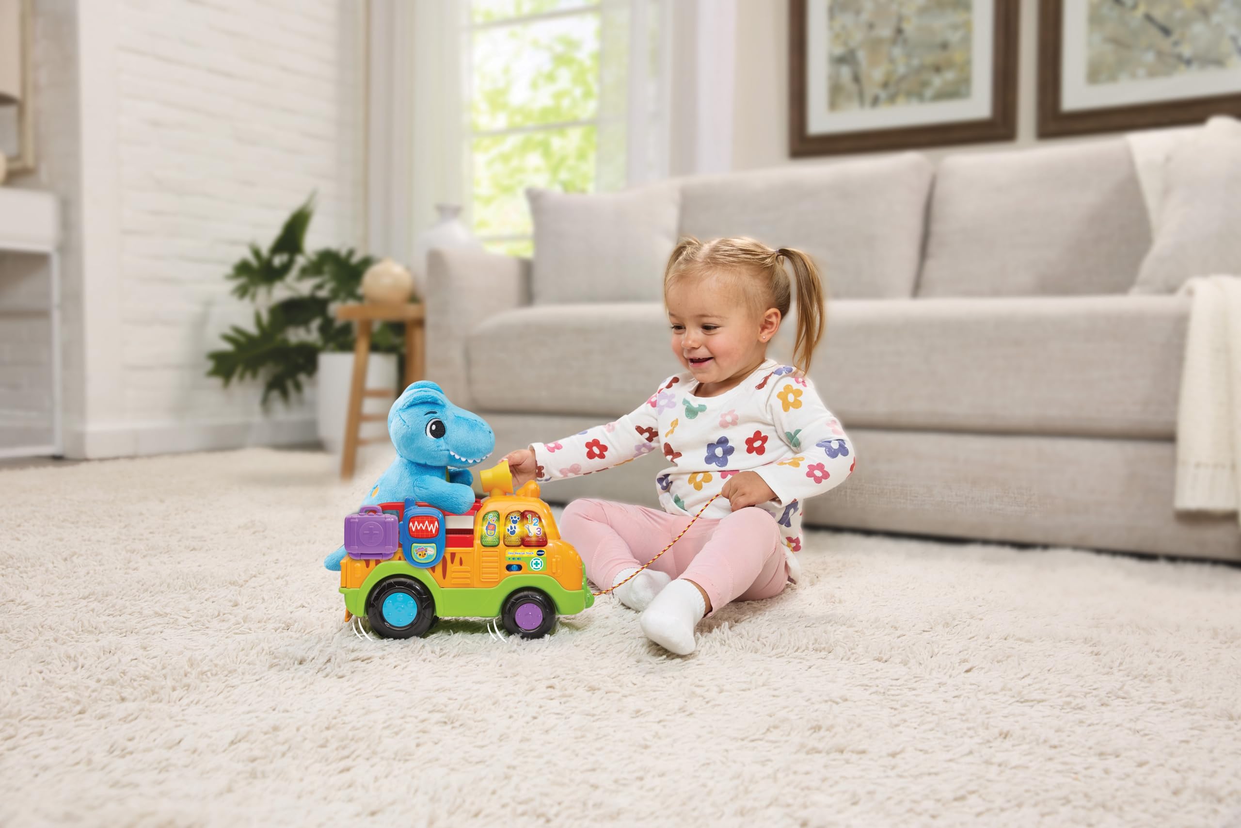 VTech Dino Rescue Truck - Pull-Along Role-Play Toy with Sound, Music & Lights 4