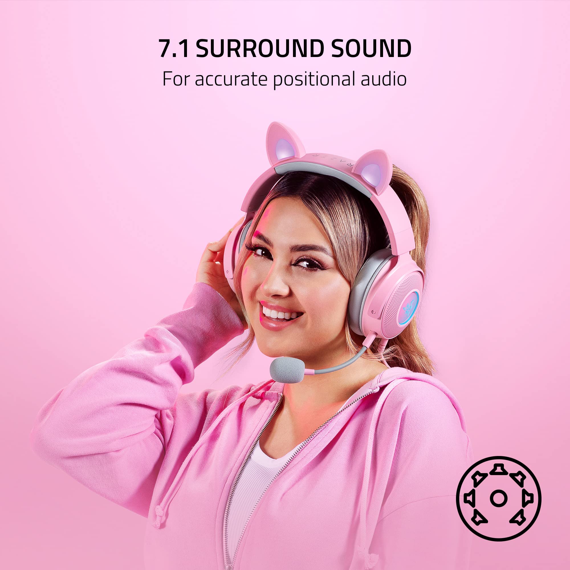Razer Kraken Kitty Edition V2 Pro - Wired RGB Gaming Headset with Interchangeable Ears 6