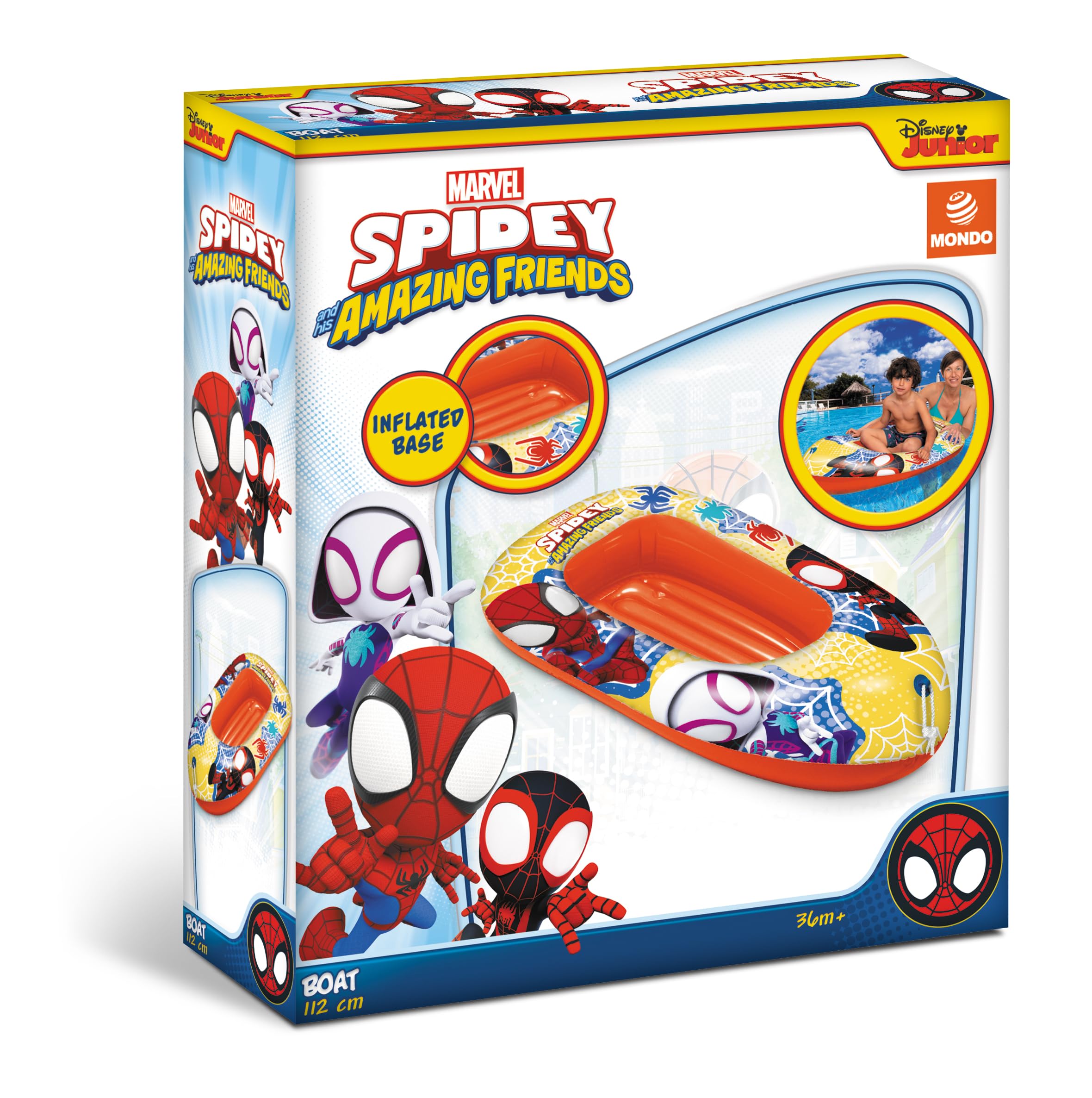 Mondo Marvel Spiderman Inflatable Boat - Ages 3+ | Multicoloured | PVC