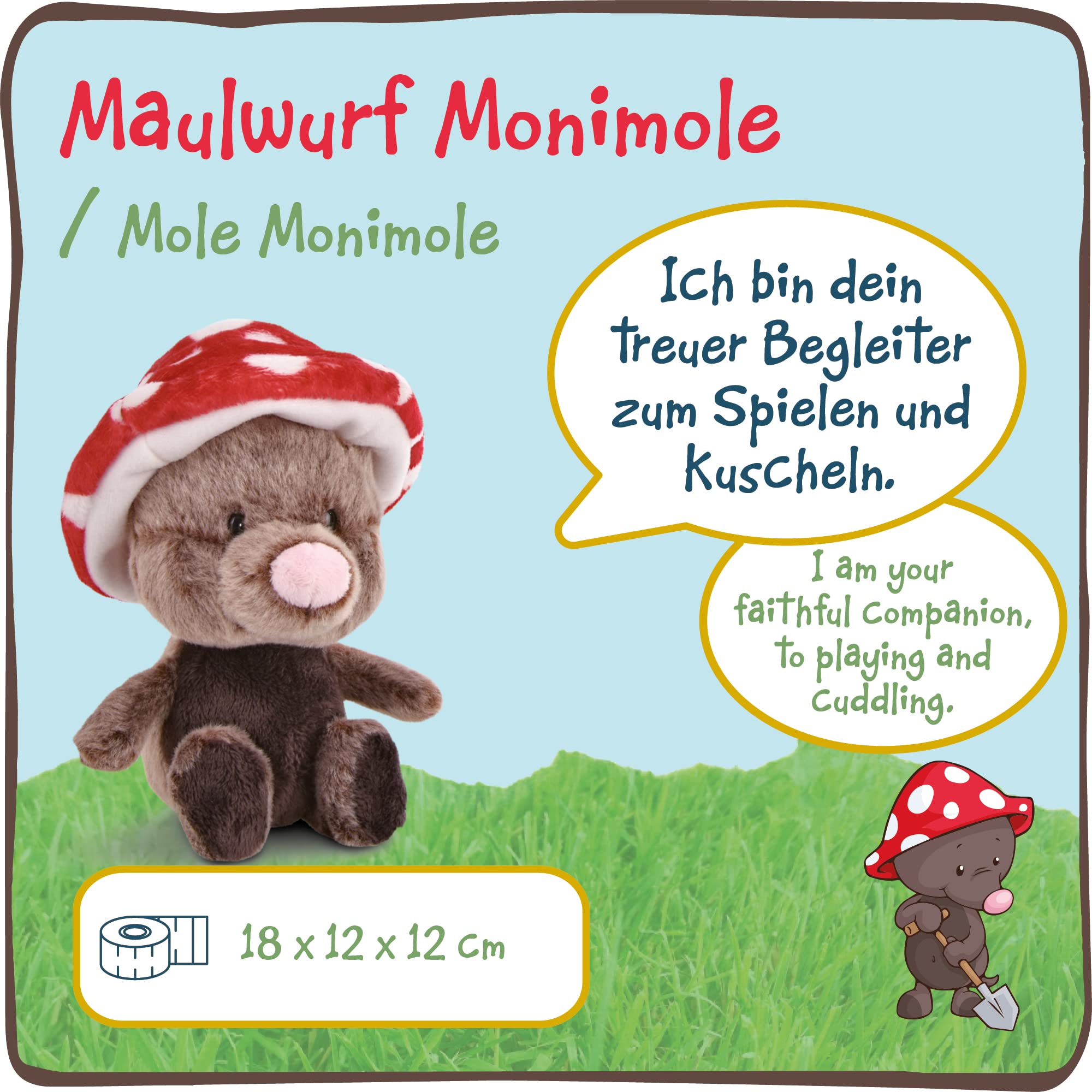 NICI Monimole Soft Toy 18 cm - Cuddly Plush for Kids & Adults 10