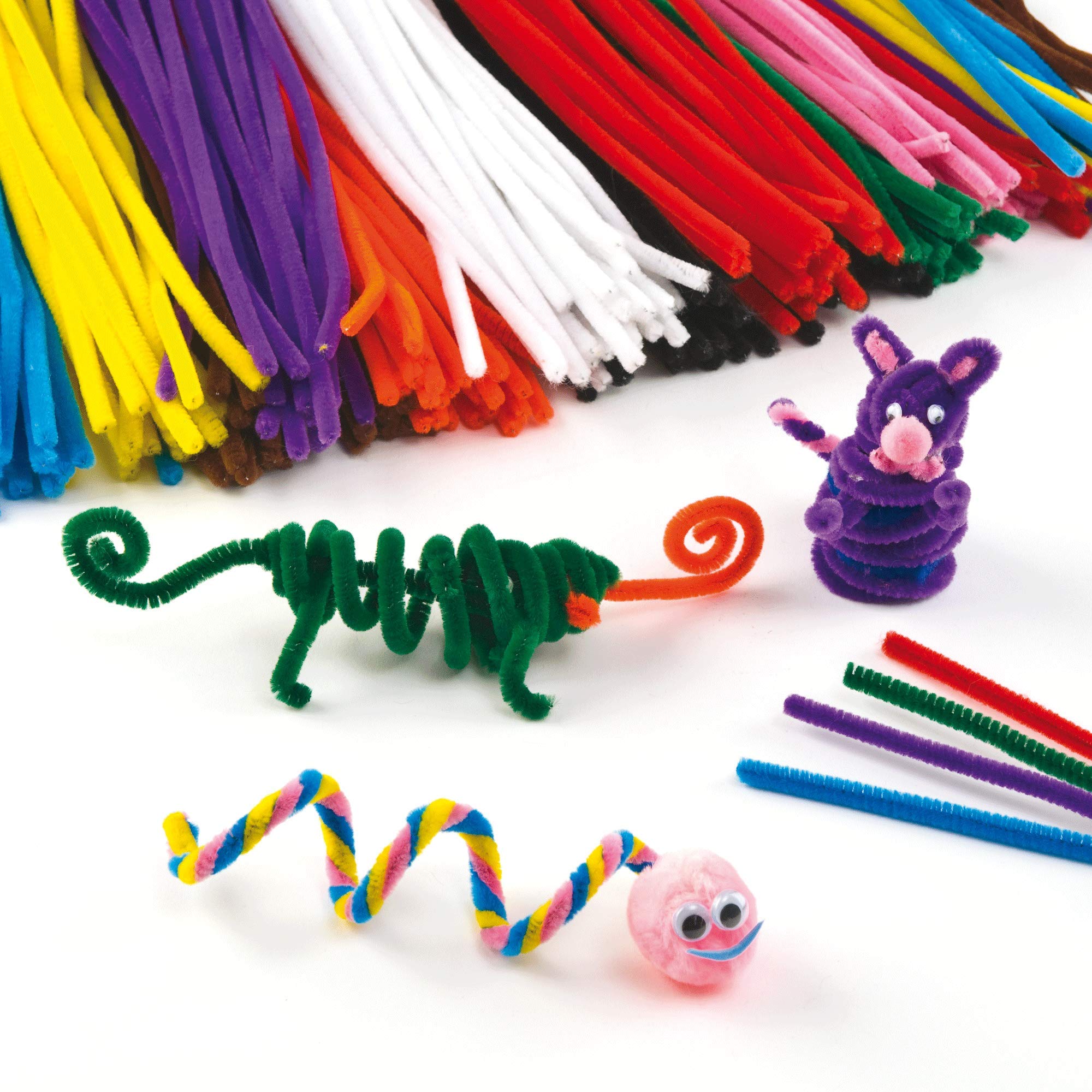 Baker Ross Fluffy Soft Pipe Cleaners - Value Pack of 120 Metallic Craft Stems | 30cm Long