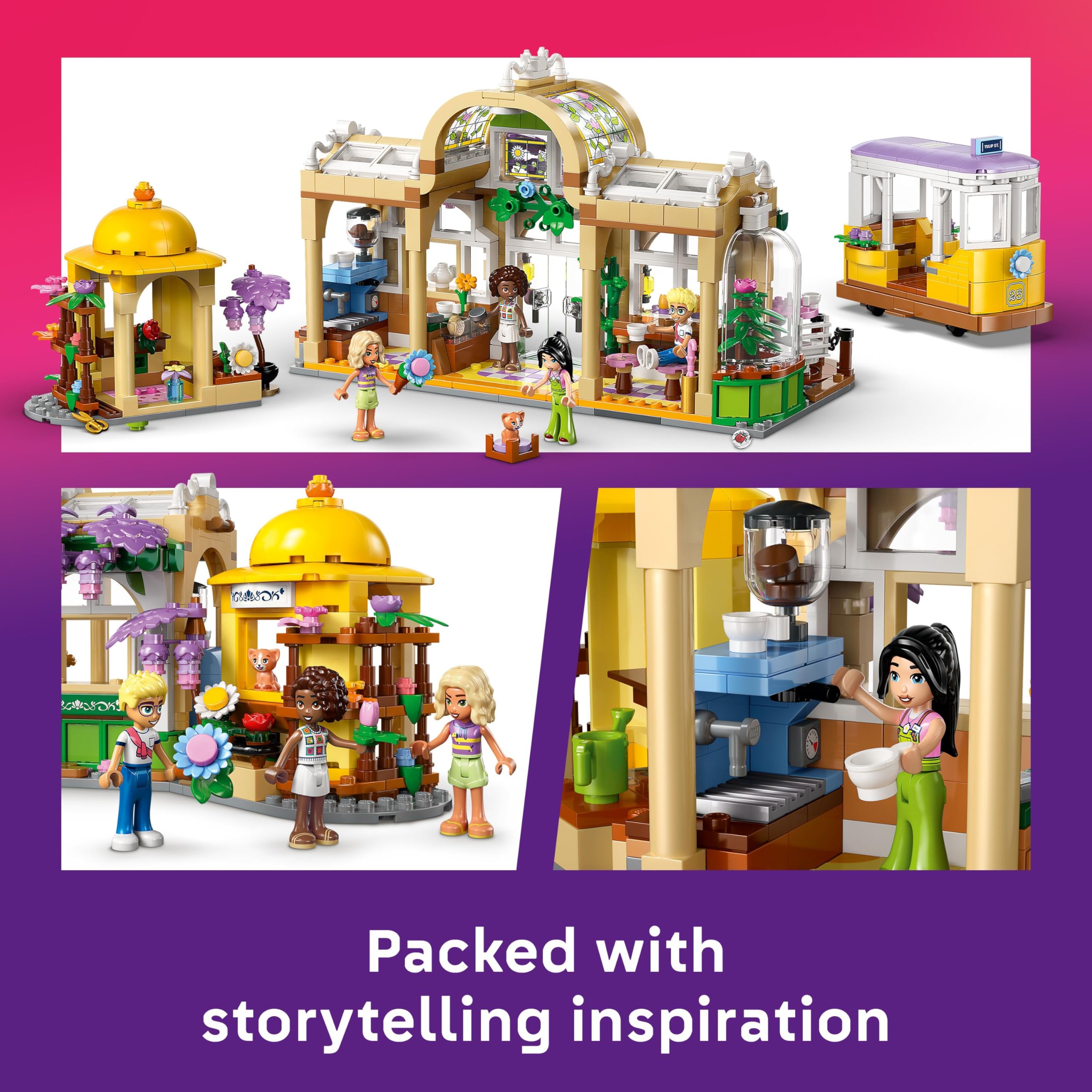 LEGO Friends Plant Café & Flower Shop - Building Set with 4 Mini Dolls and Tram, 1138 Pieces 12