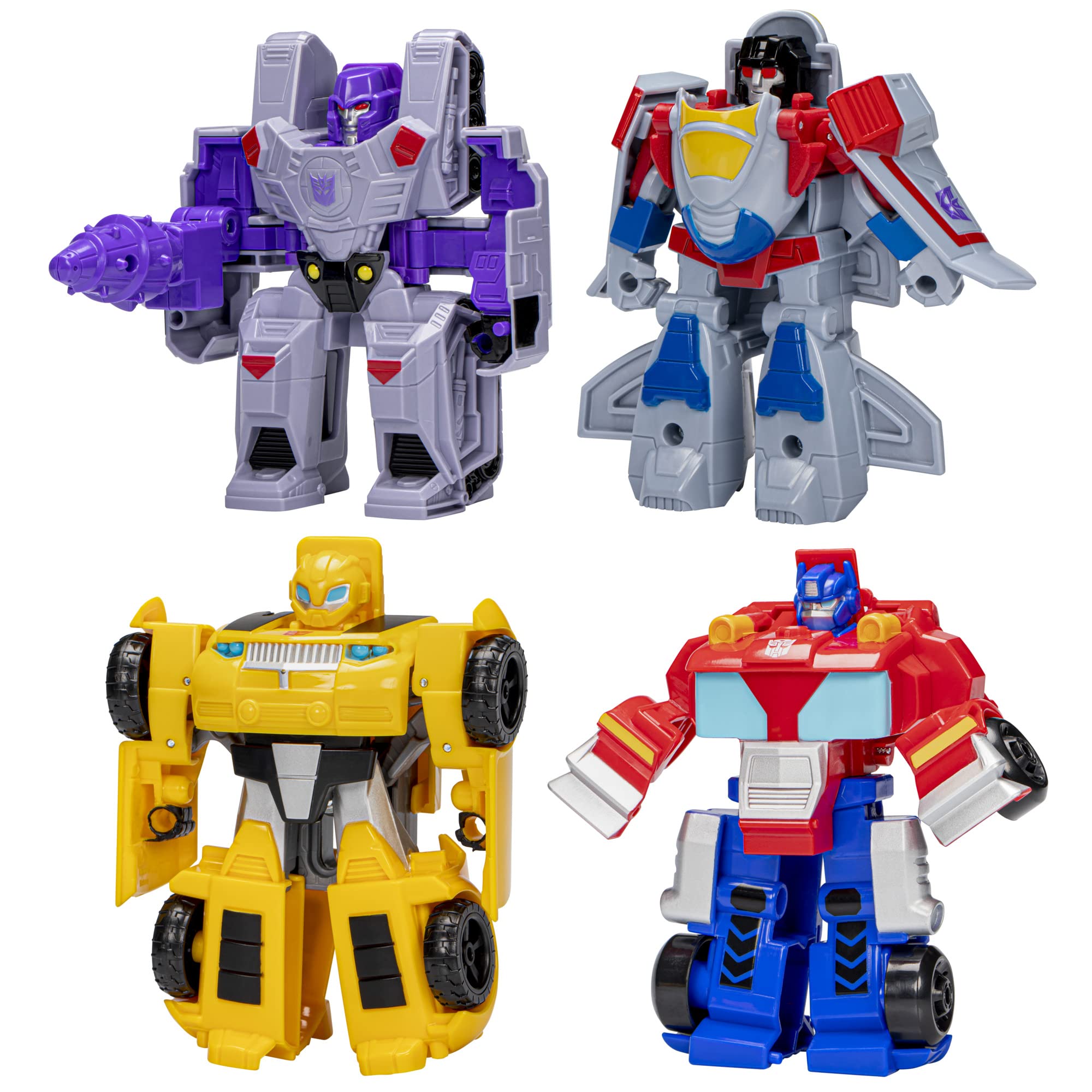 Transformers Heroes vs Villains 4-Pack Action Figures - Optimus Prime, Bumblebee, Megatron, Starscream | 11-cm Figures | Ages 3+