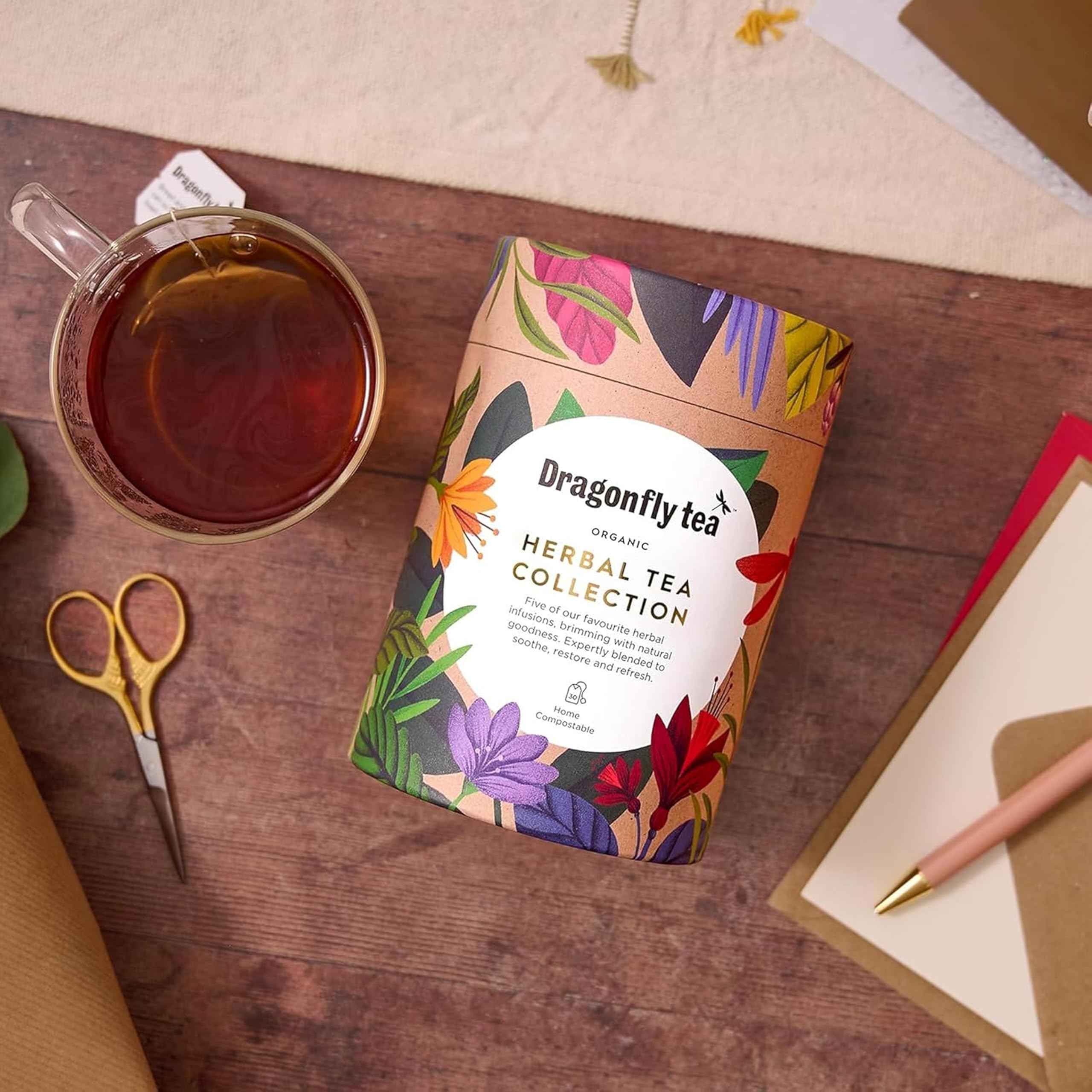 Dragonfly Tea Organic Herbal Tea Gift Collection - 30 Tea Bags, Plastic-Free & Compostable Packaging 10