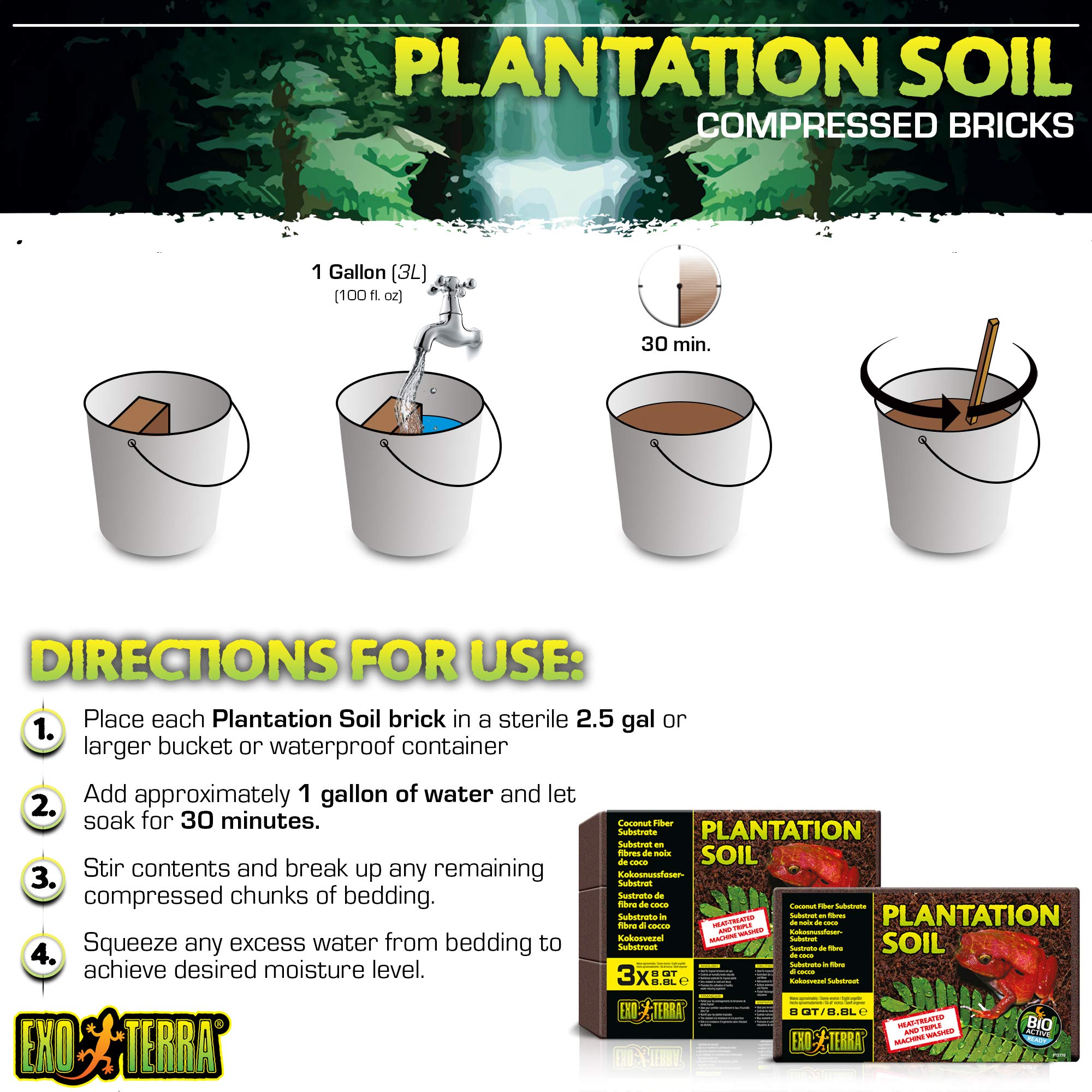 Exo Terra Plantation Soil Substrate - 100% Natural Coconut Husk Fiber | 8.8 Litre 6