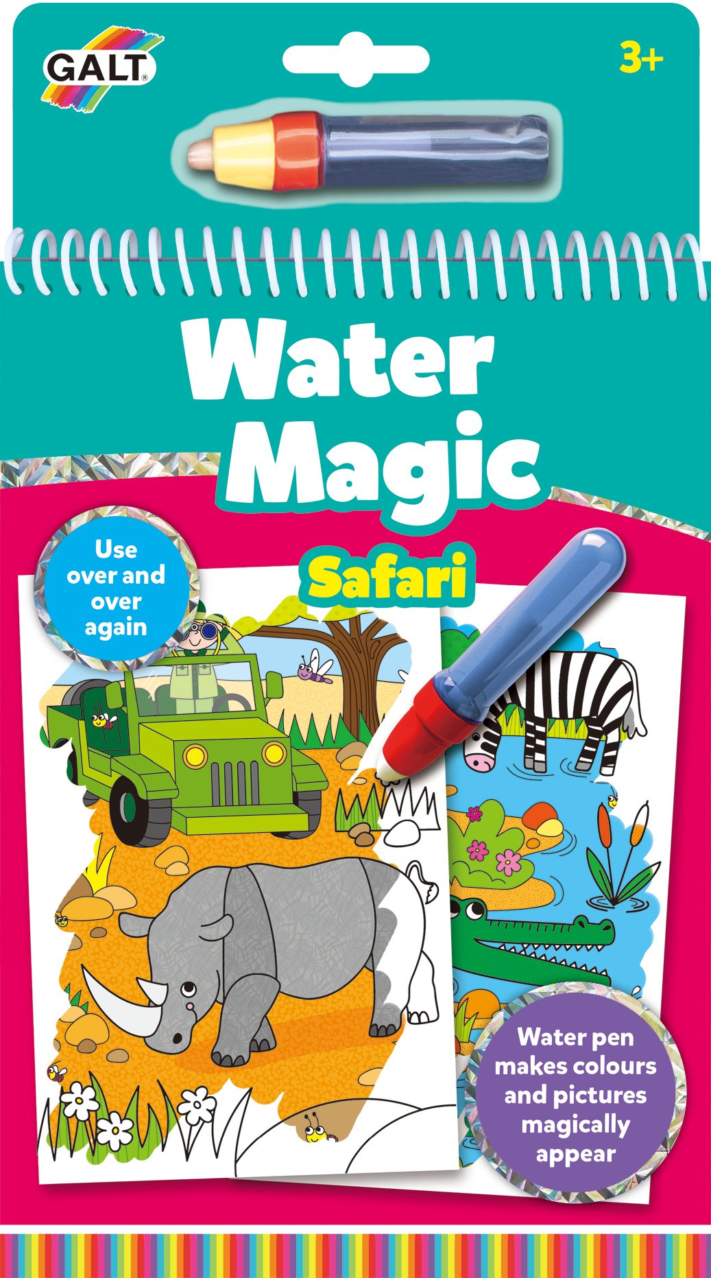 Galt Water Magic Safari Colouring Book | Mess-Free Reusable Activity for Ages 3+ 1
