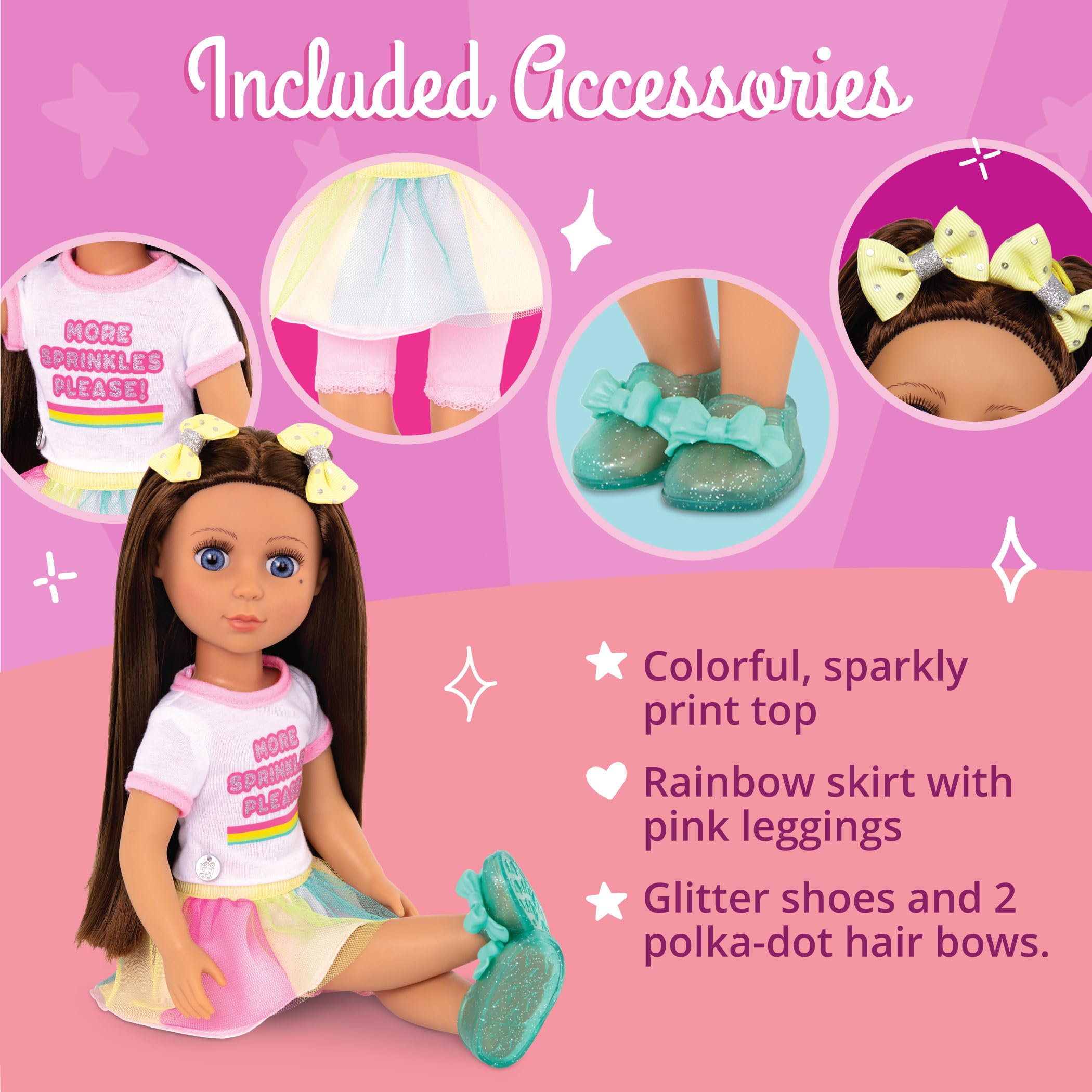 Glitter Girls Kika 14-Inch Fashion Doll with Ice Cream Outfit & Tutu Skirt | Ages 3+ 3