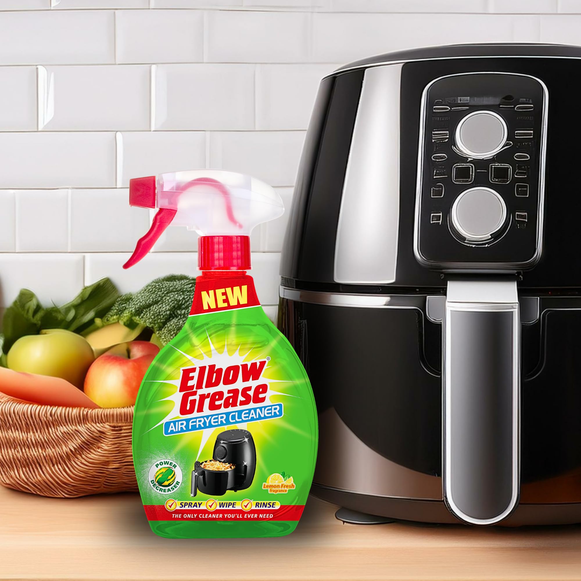 Elbow Grease Air Fryer Cleaner Spray - Cuts Grease & Grime | Lemon Scent | 500ml 7