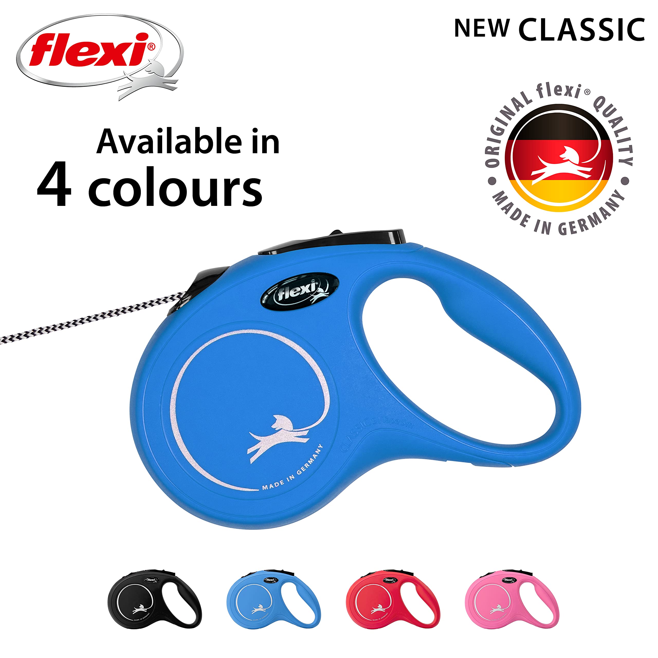 flexi New Classic Cord Retractable Lead - Small Dog | 8m Length | 12kg Max Weight 4