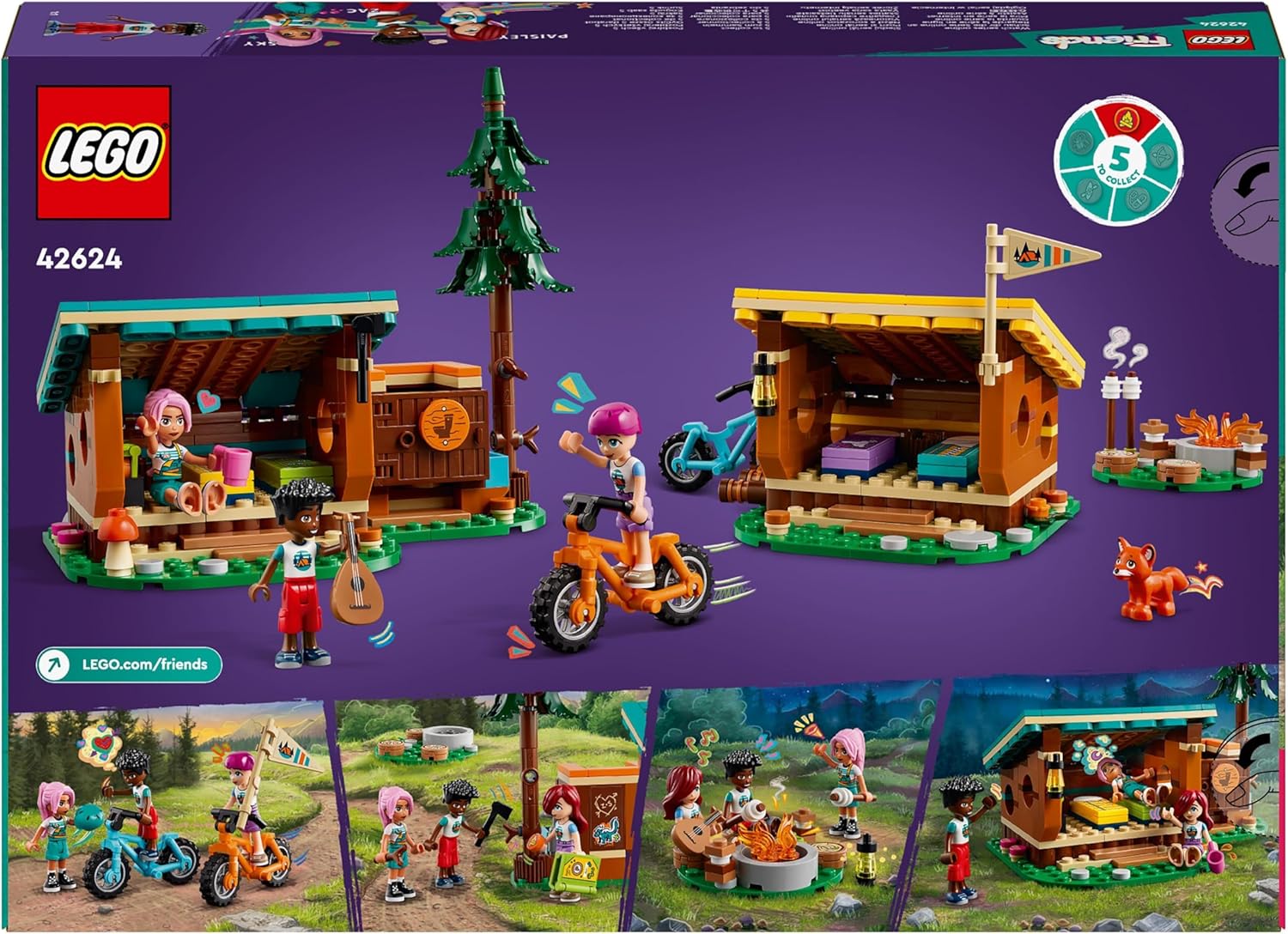 LEGO Friends Adventure Camp Cosy Cabins - Camping Playset with Mini-Dolls & Bikes for Ages 7+ 3
