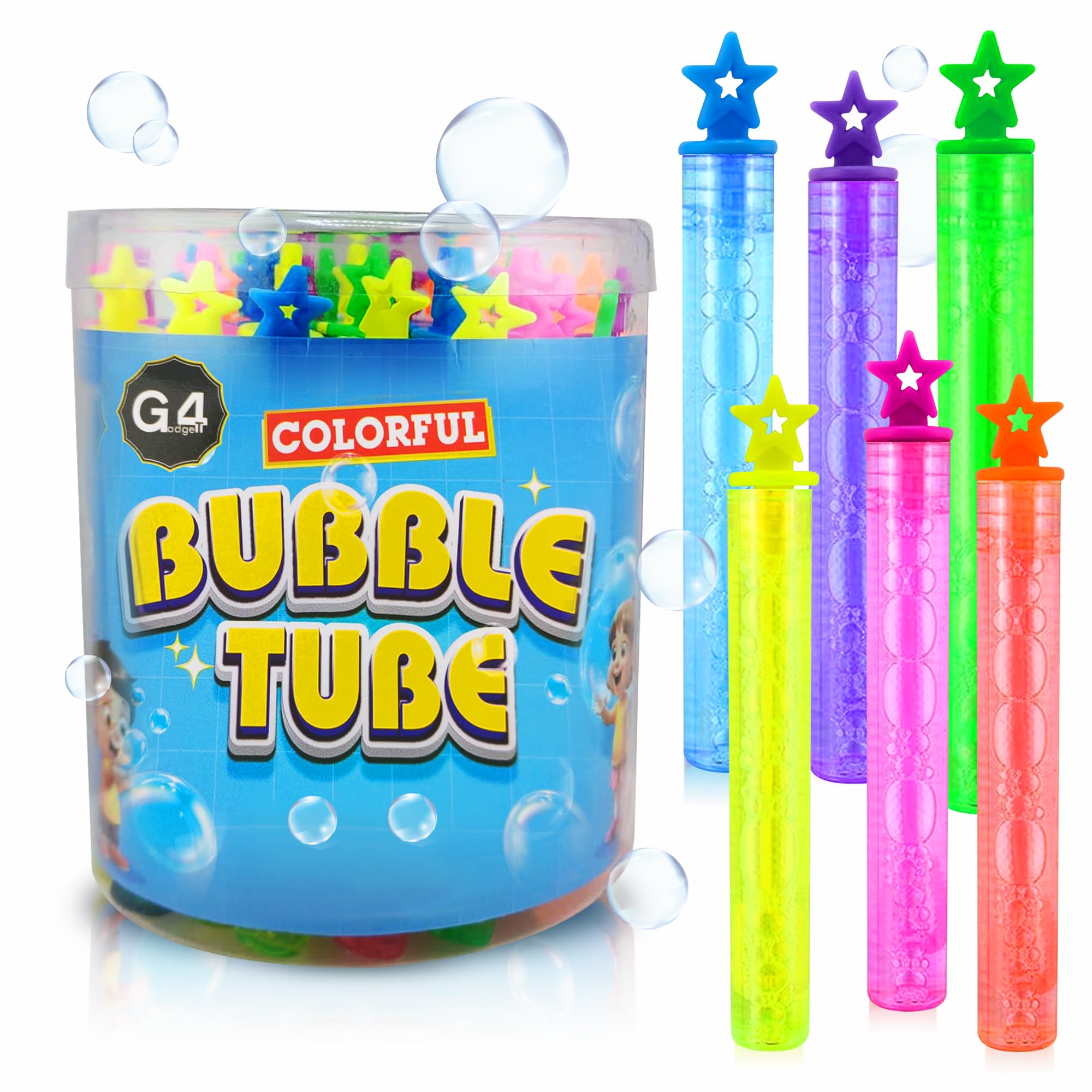G4GADGET 36-Pack Bubble Tubes - Colourful Plastic Party Favour Set | 10.5 cm Size