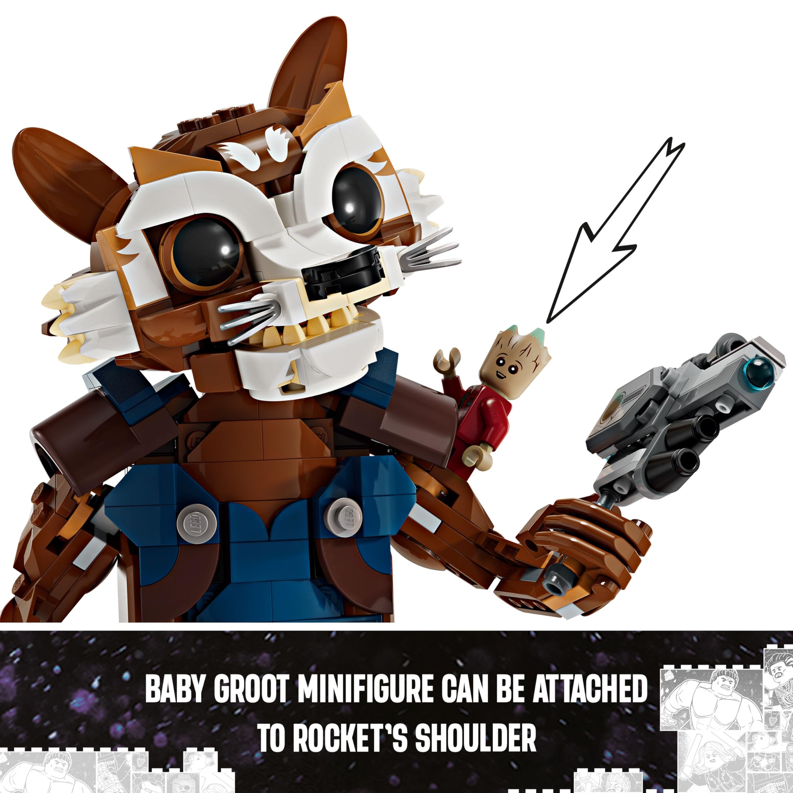 LEGO Marvel Rocket & Baby Groot Buildable Action Figure Toy Set - 10+ 10