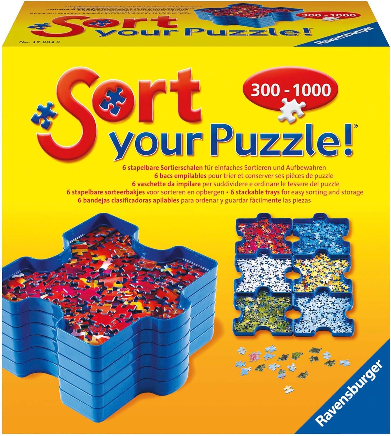 Ravensburger Sort Your Puzzle - 6 Stackable Puzzle Piece Sorting Trays