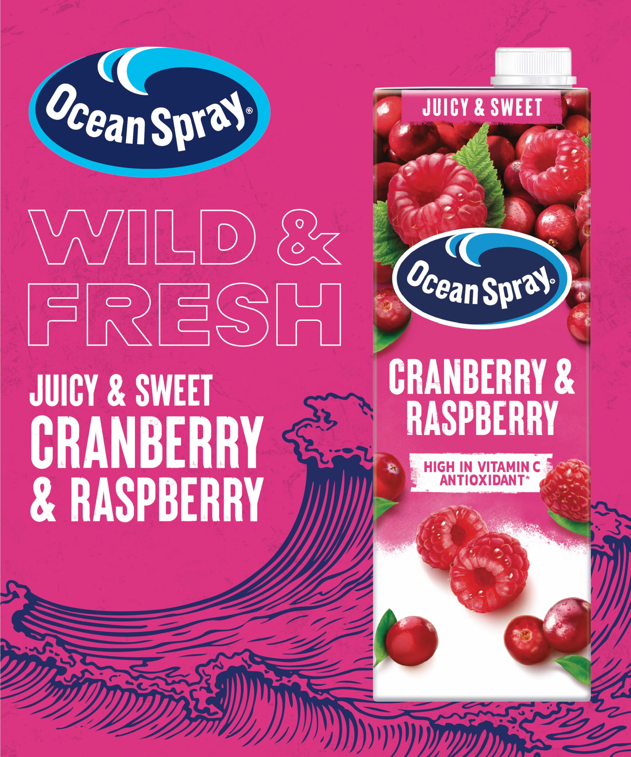 Ocean Spray Cranberry & Raspberry Juice Drink - 1L - Sugar & Natural Sweetener