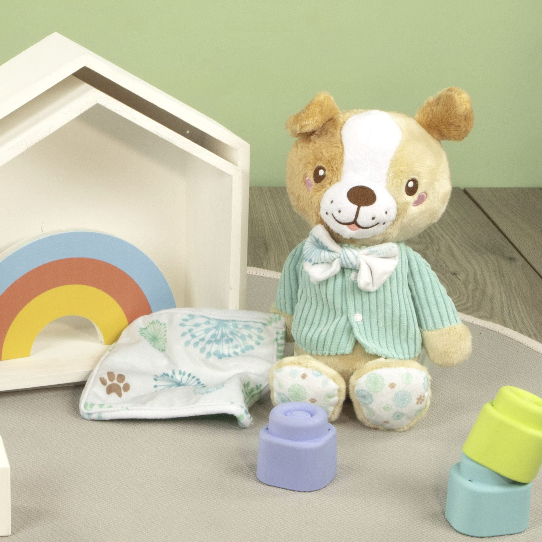 Clementoni Perrito+ Pete The Puppy Plush Toy - Soft Sensory Toy for Babies 0 Months+ 6