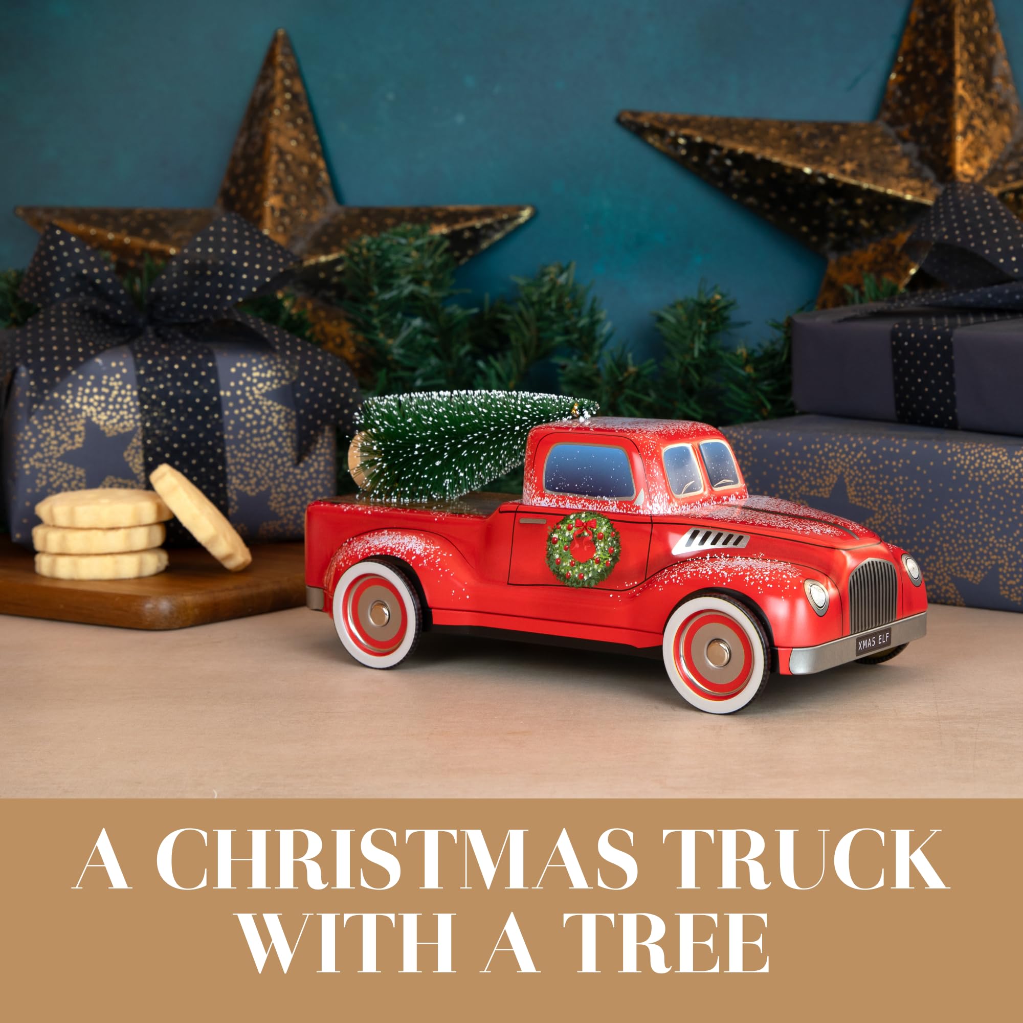 The Silver Crane Co. - Christmas Truck with Tree Biscuits Tin Shortbread Gift