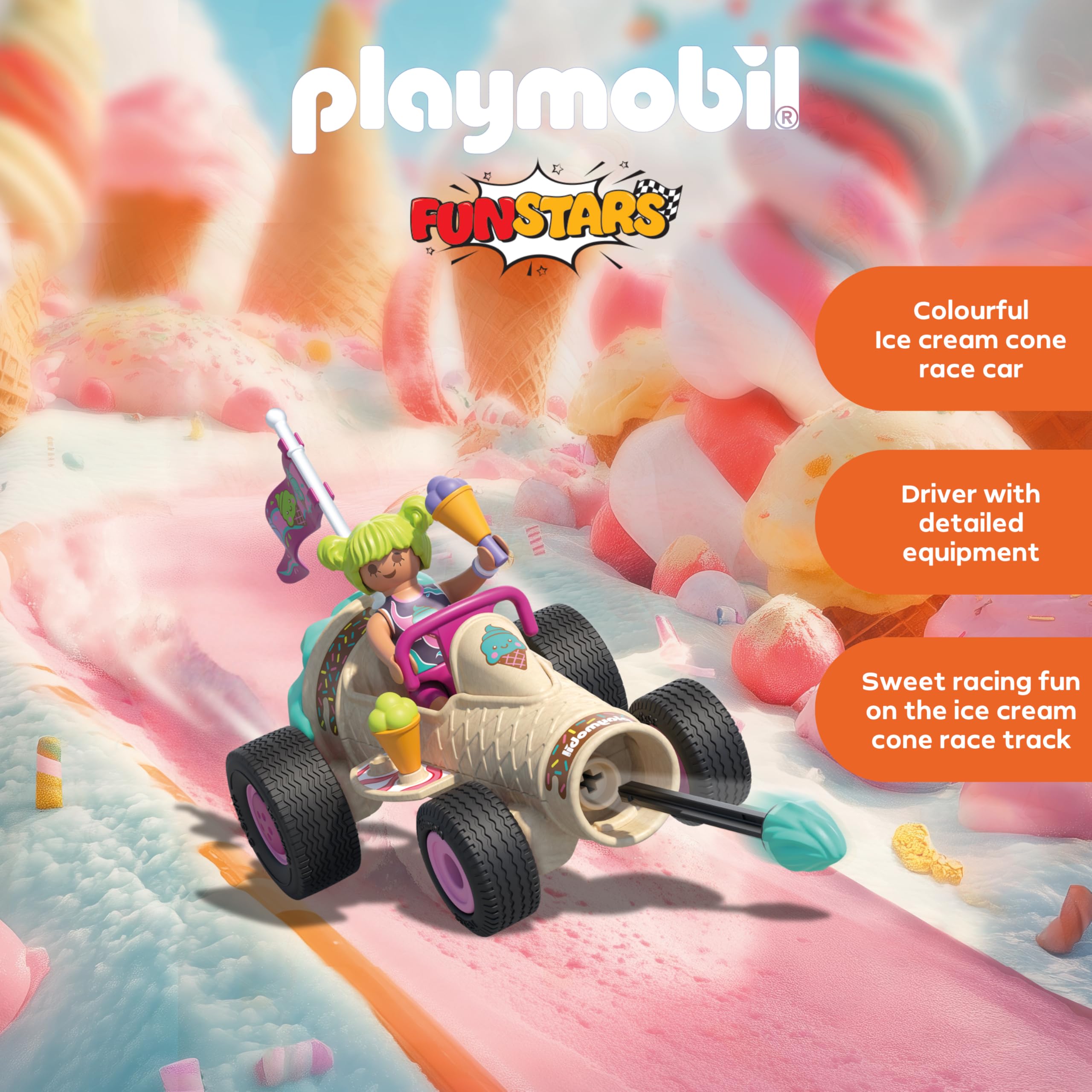 Playmobil Funstars Racing Ice Cream Cone Action Figure | Ages 4+ | Model 71718 3