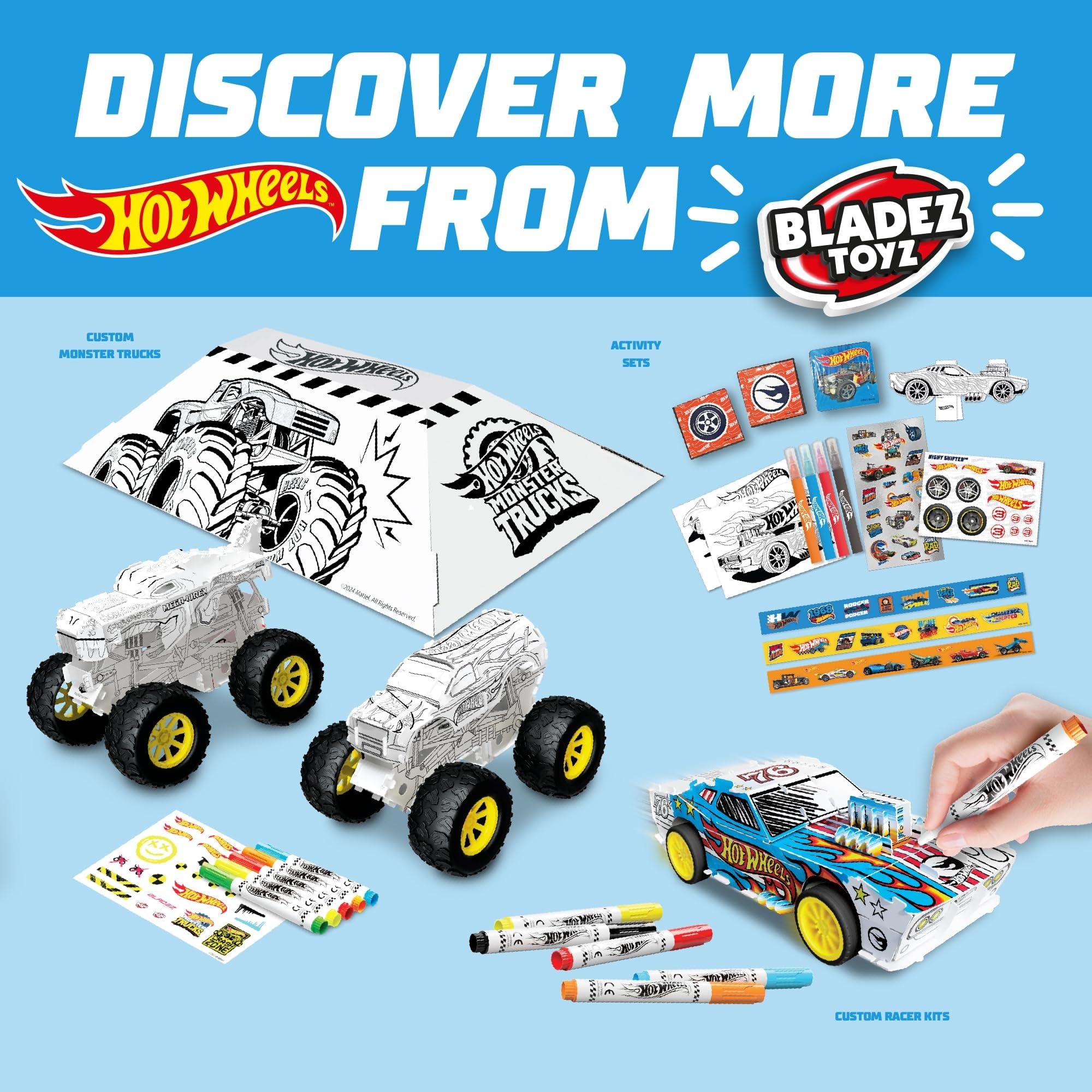 BLADEZ Hot Wheels Pocket Racer Maker Kitz - 3 Pack | Snap-Fit Assembly | Pull-Back Action 6