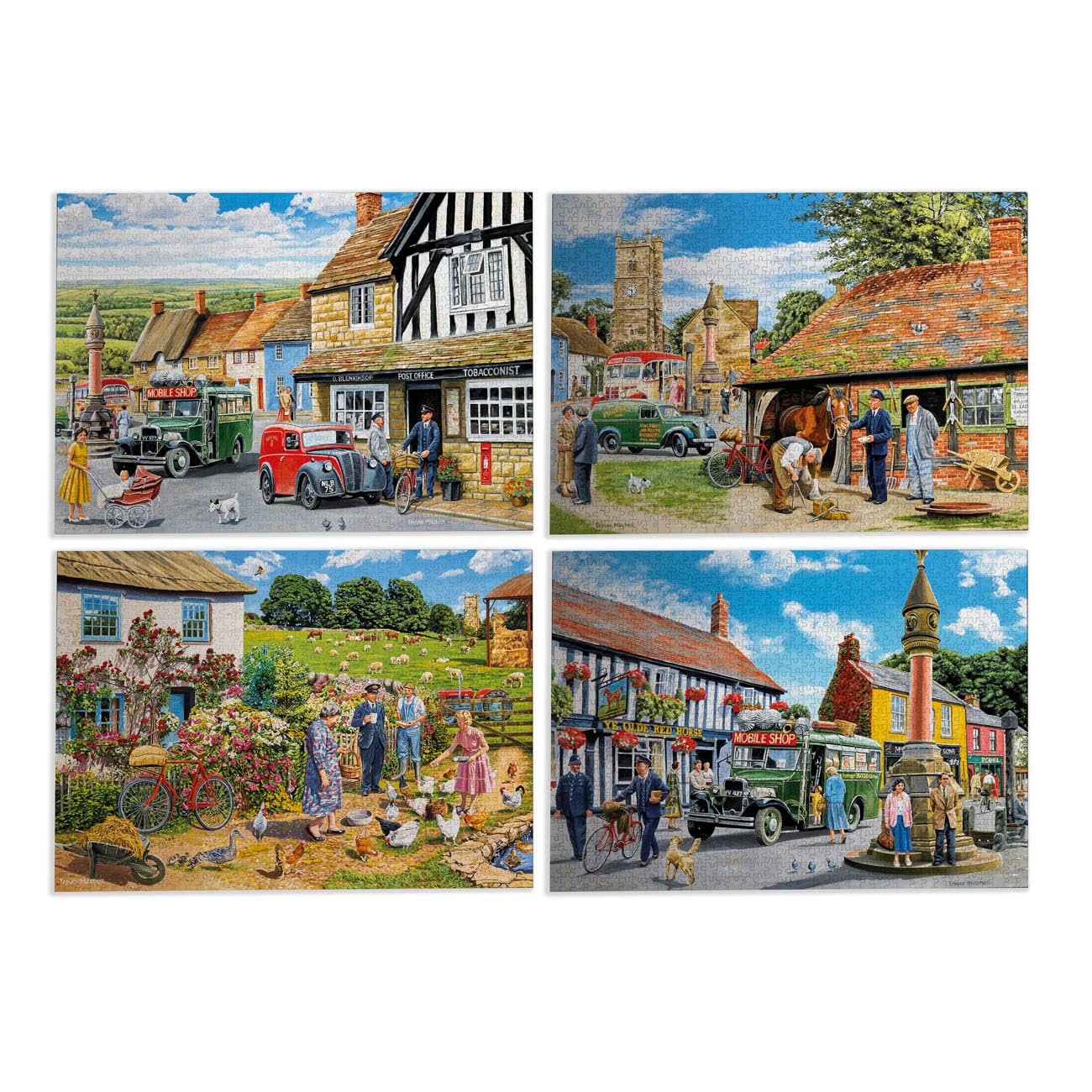Gibsons Daily Deliveries Jigsaw Puzzle Set - 4 x 500 Pieces | Trevor Mitchell Art 2